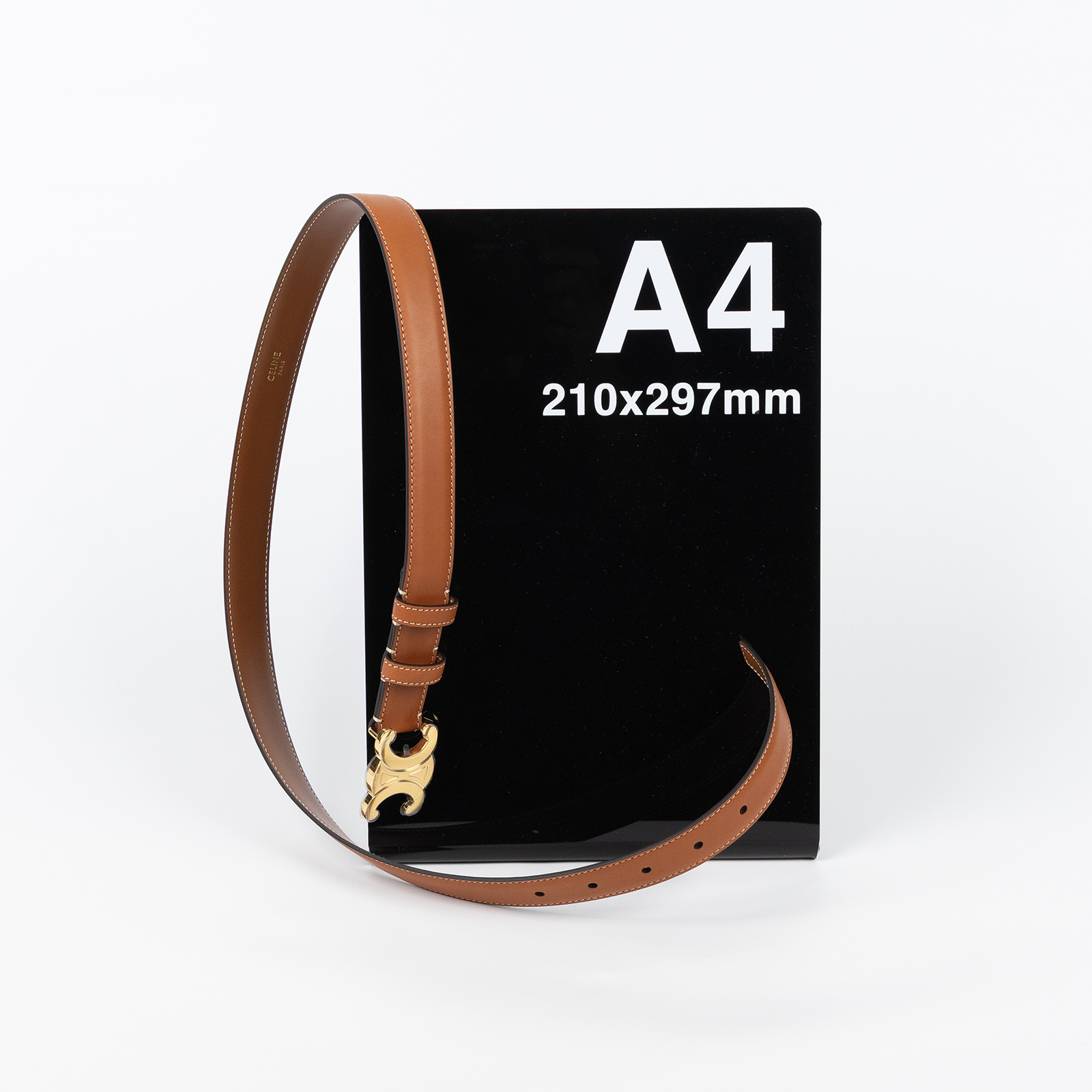 思琳 CELINE Triomphe 25毫米 腰帶 皮帶 45AK93A78_85 焦糖凱旋皮帶#85 原廠盒子/防塵袋
