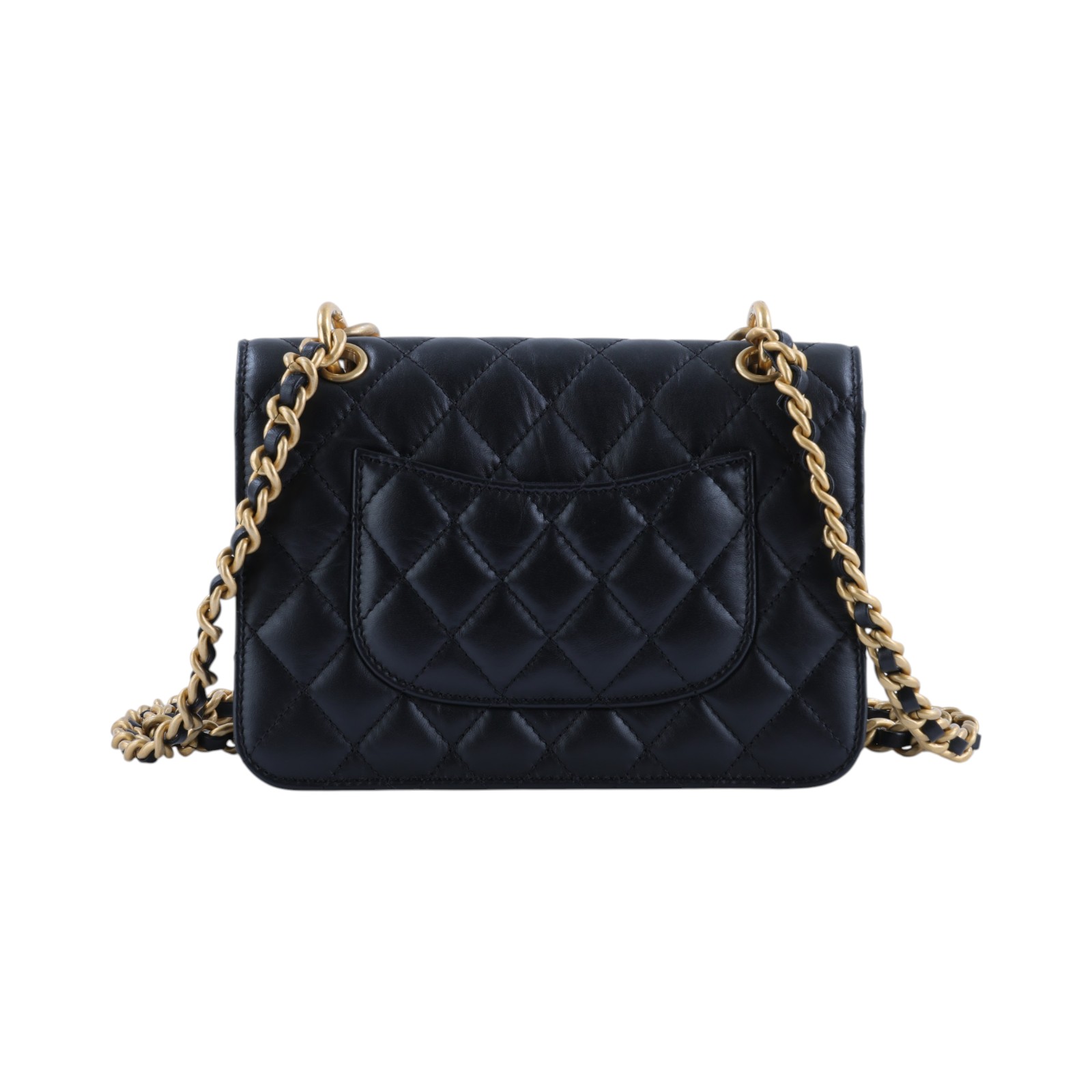 香奈兒 CHANEL Mini Flap 肩背包 斜背包 AS4051 晶片款 黑金豆腐包 防塵袋
