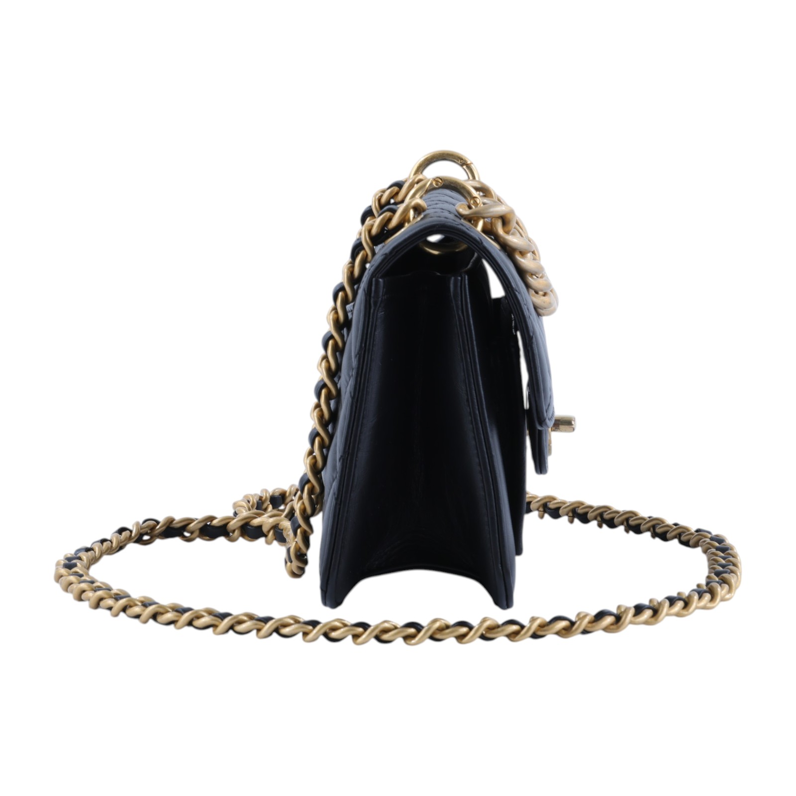 香奈兒 CHANEL Mini Flap 肩背包 斜背包 AS4051 晶片款 黑金豆腐包 防塵袋