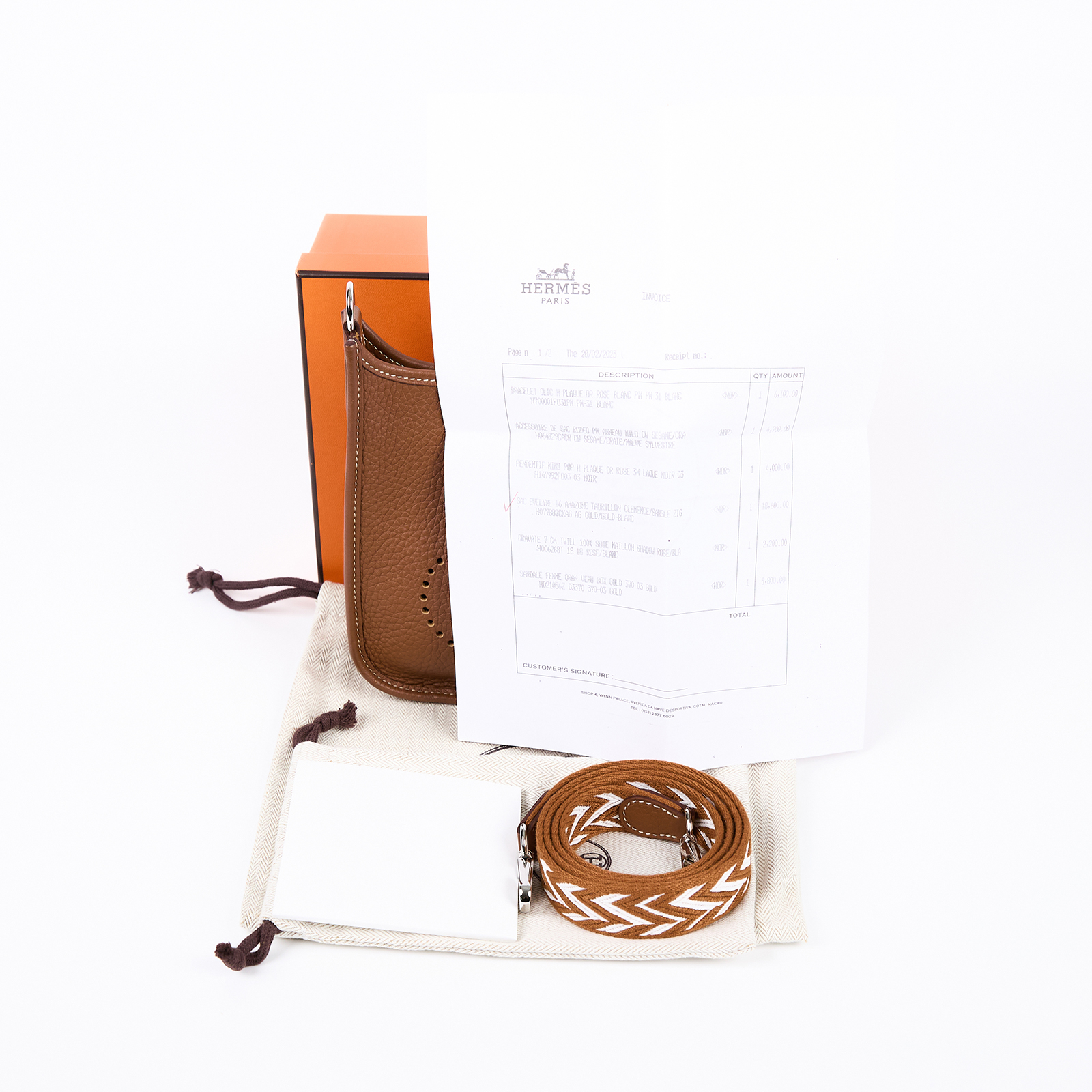 愛馬仕 Hermes Evelyne Bag Mini 伊芙琳包 Evelyne 16 銀色五金 金棕色 H077887CKAG /U BS 011 ZB  原廠盒子/防塵袋/背帶/購買證明影本