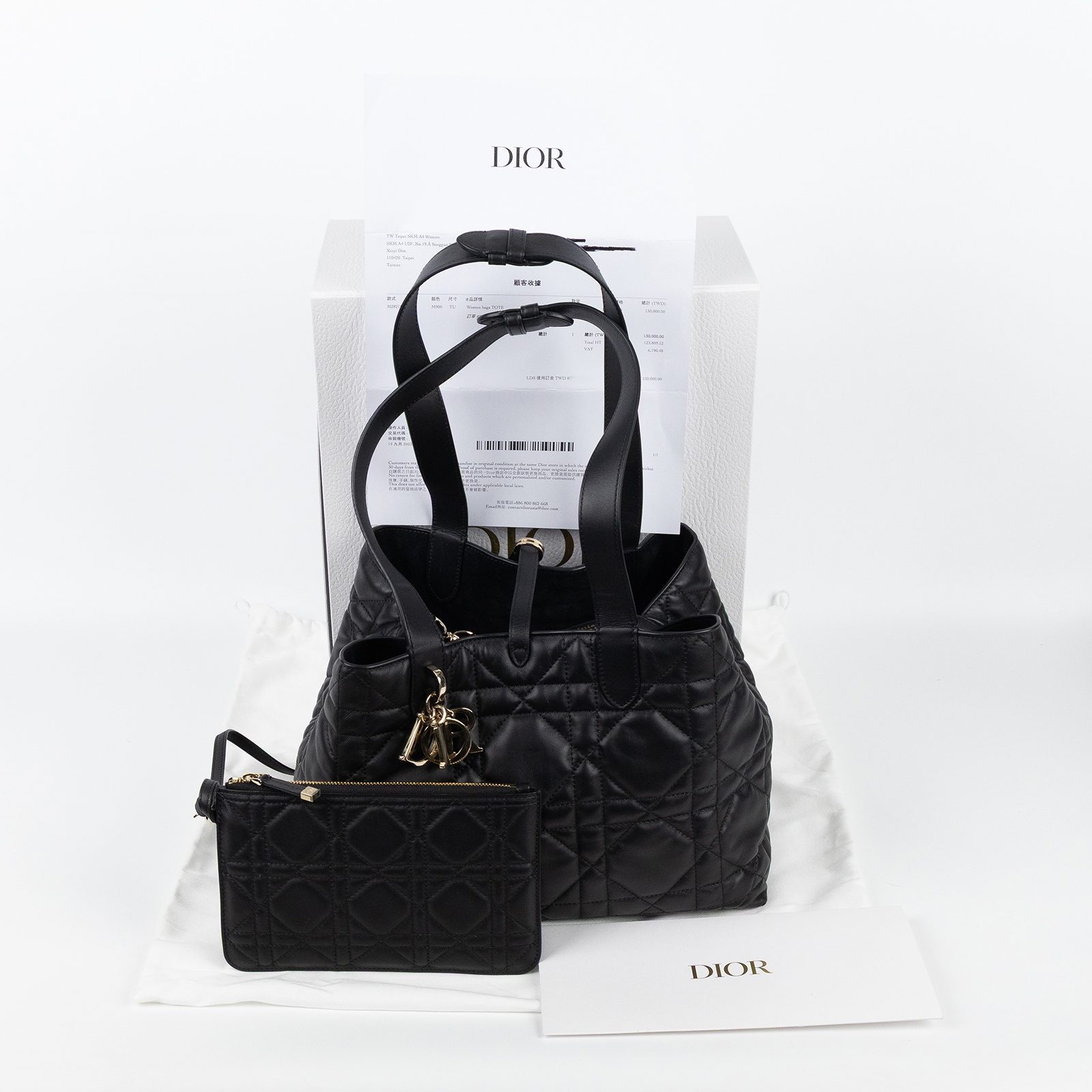 迪奧 CHRISTIAN DIOR Dior Toujours 中型 手提袋 小牛皮 M2821OSHJ  原廠盒子/防塵袋/購買證明/內袋