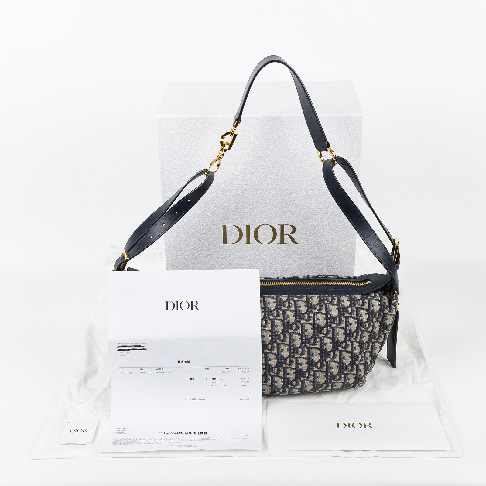 迪奧 CHRISTIAN DIOR D-Journey 中型包 Oblique 緹花 M2417UTZQ  原廠盒子/防塵袋/購買證明