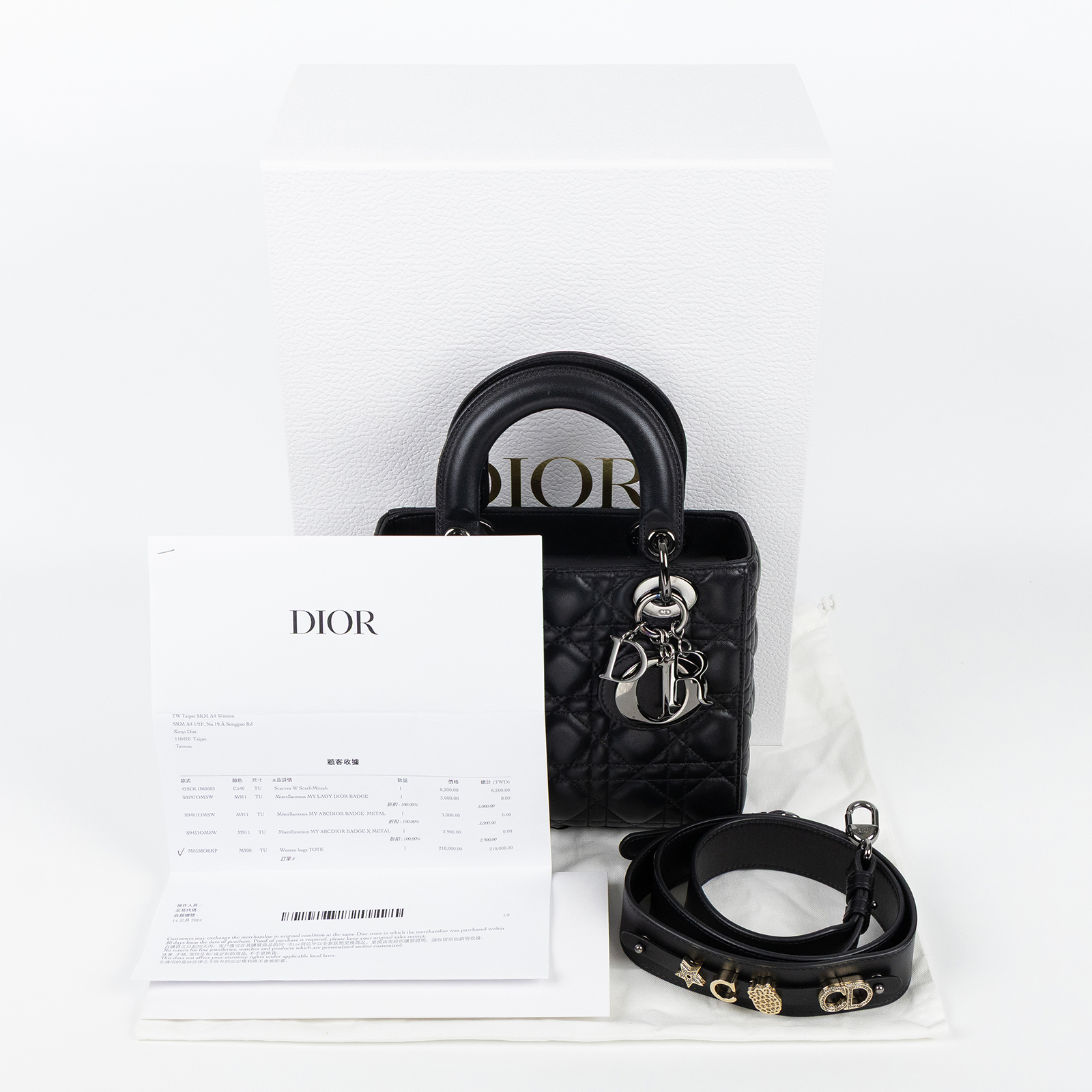 迪奧 CHRISTIAN DIOR Lady Dior My ABCDior 小型 肩背 手提包 羊皮 M0538OBKP  原廠盒子/防塵袋/購買證明/背帶