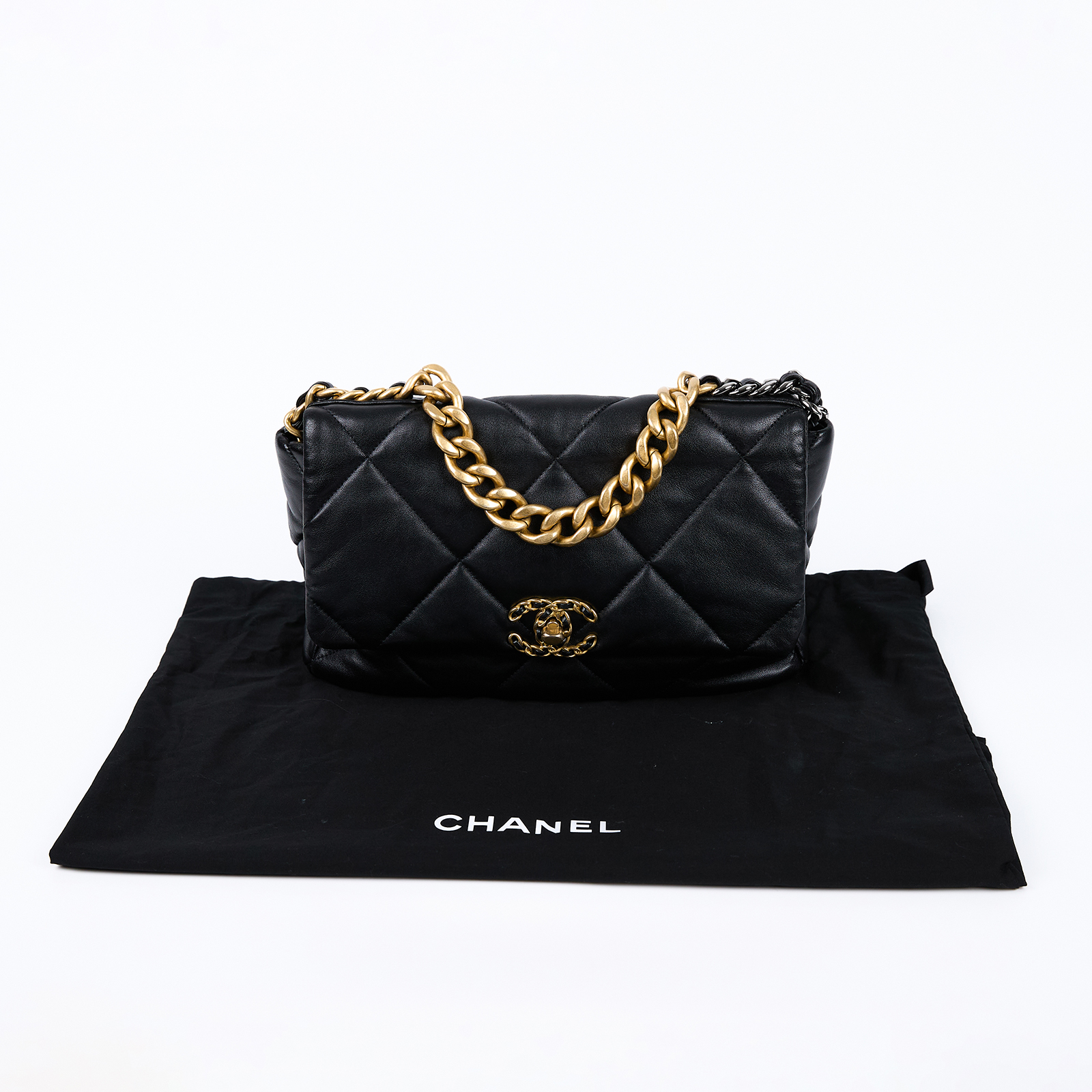 香奈兒 CHANEL 19 大型口蓋包 AS1161 晶片款 黑羊19包 30CM 防塵袋