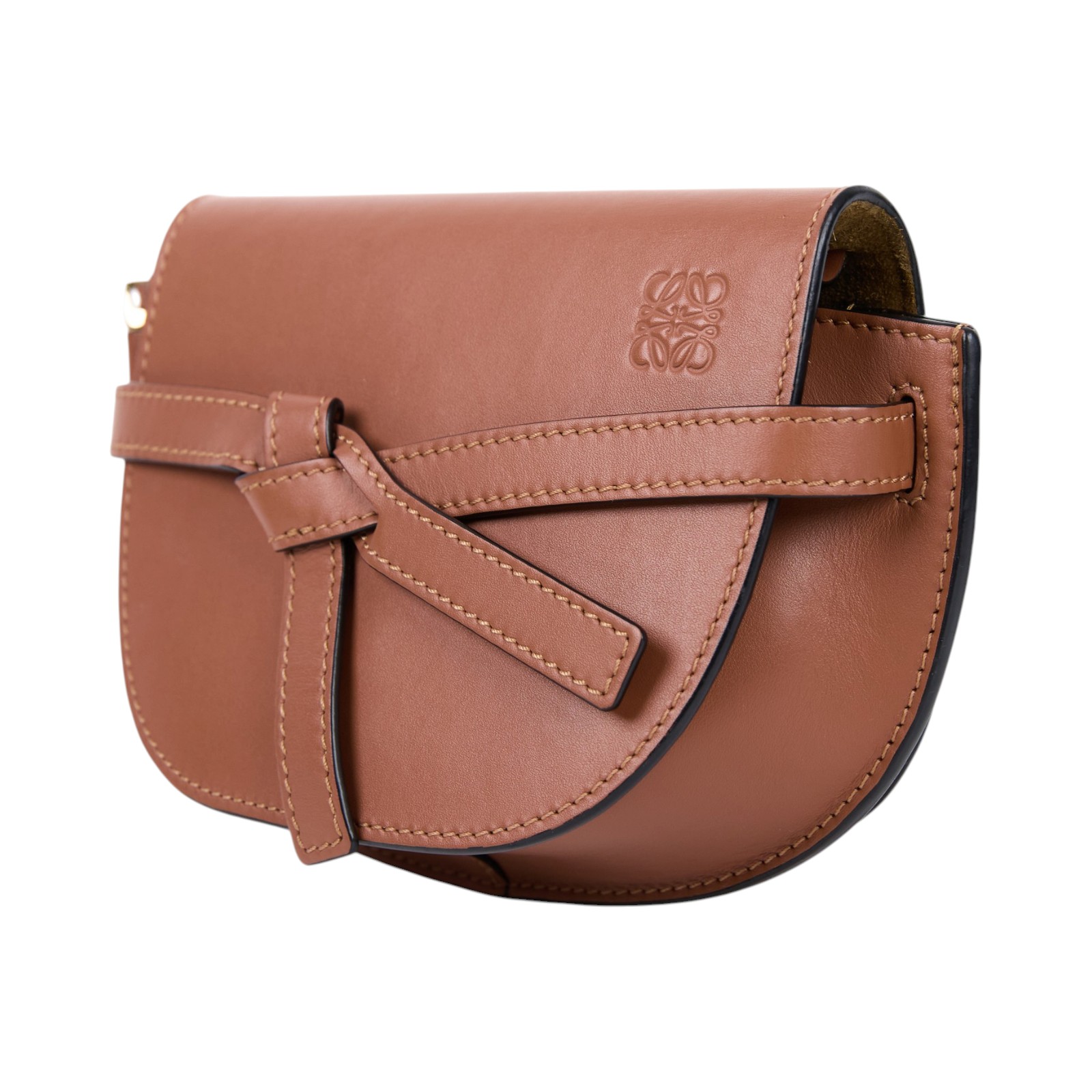 羅意威 LOEWE Mini Gate Dual bag 迷你 小牛皮 肩背包 帆布背帶 A650N46X13 焦糖MINI GATE 帆布背帶款 防塵袋/背帶