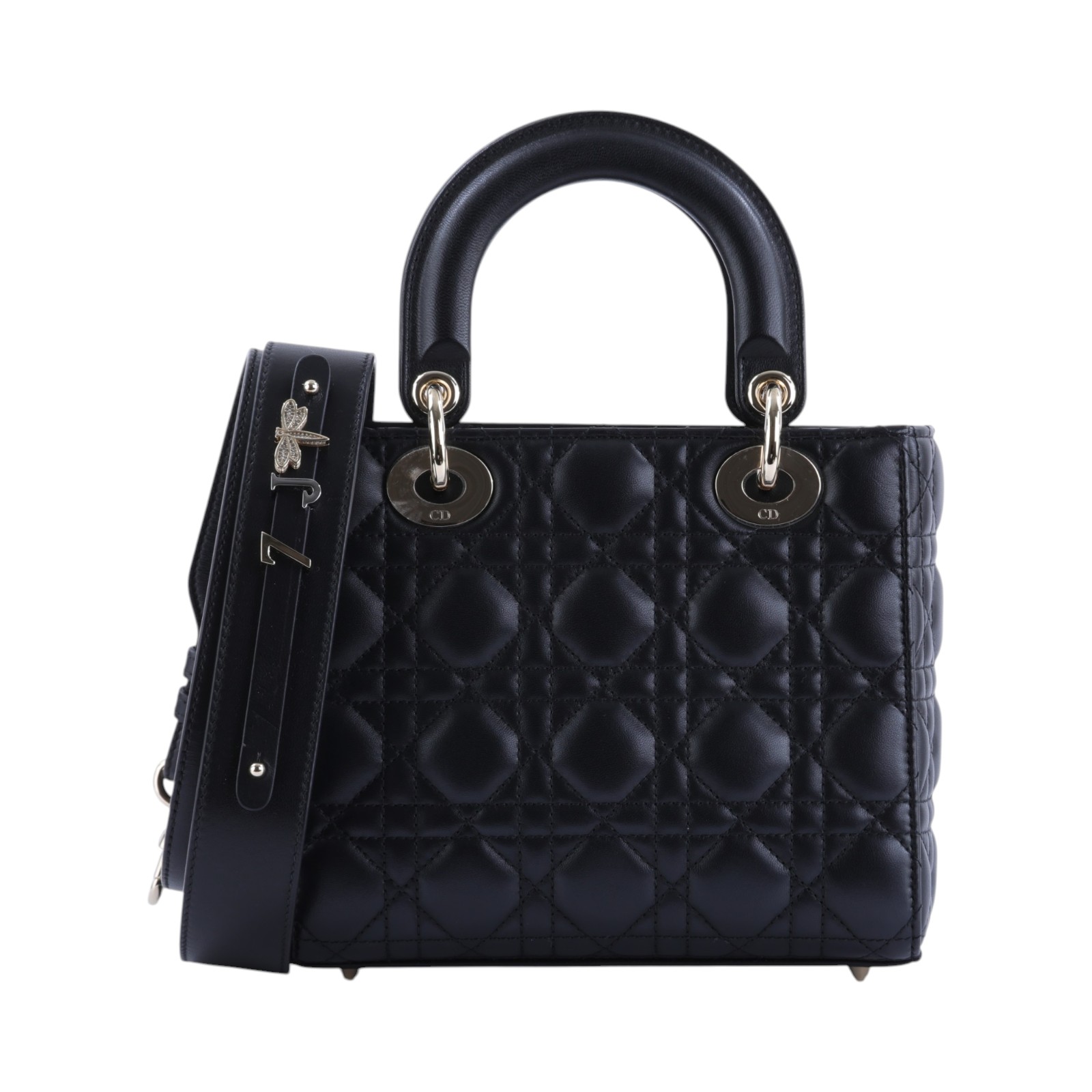 迪奧 CHRISTIAN DIOR Lady Dior My ABCDior 小型 肩背 手提包 M0538PNGE  防塵袋/背帶/背帶徽章3