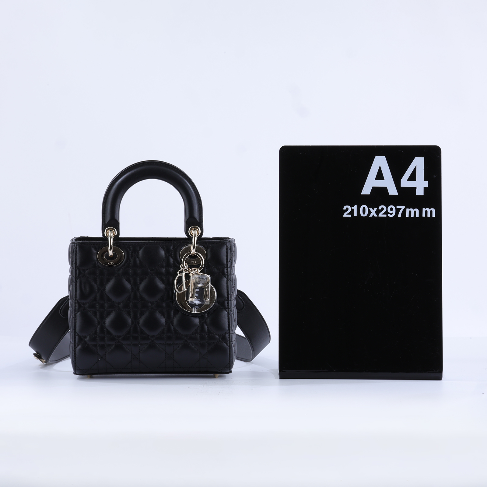 迪奧 CHRISTIAN DIOR Lady Dior My ABCDior 小型 肩背 手提包 M0538PNGE  防塵袋/背帶/背帶徽章3