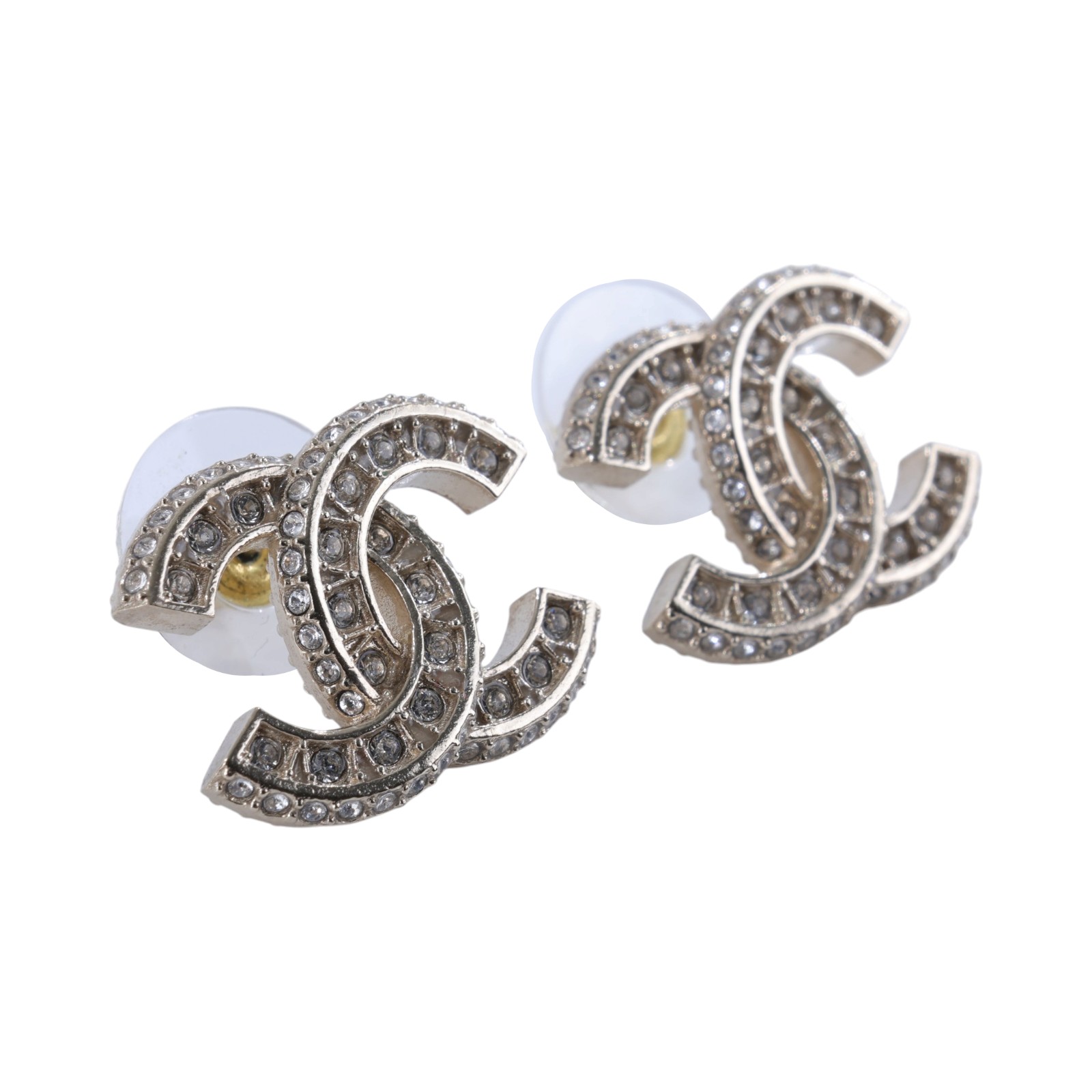 香奈兒 CHANEL 水鑽 CC LOGO 耳環 耳針 A86504 Y09569B25 V 水鑽雙C耳環 原廠盒子/內襯
