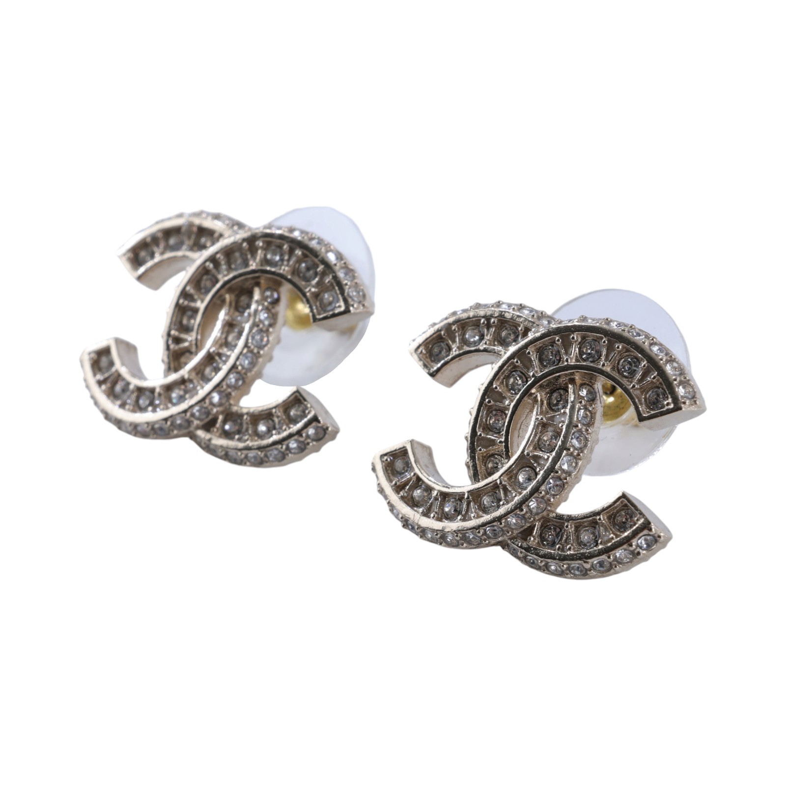 香奈兒 CHANEL 水鑽 CC LOGO 耳環 耳針 A86504 Y09569B25 V 水鑽雙C耳環 原廠盒子/內襯