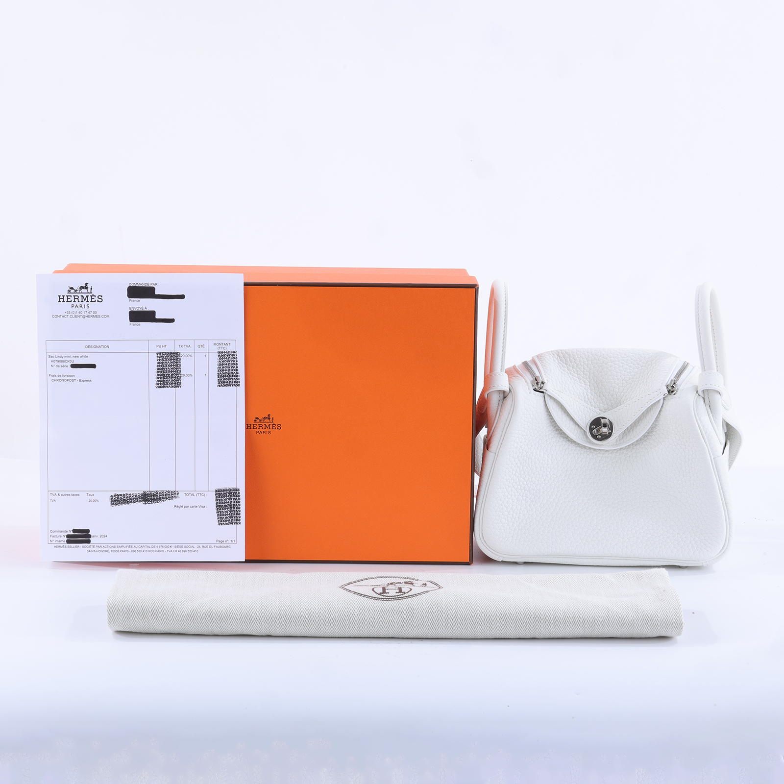 愛馬仕 Hermes Lindy 琳迪包 迷你 新白色 銀色五金 H079086CK0U /BCT526 NP  原廠盒子/防塵袋/購買證明影本