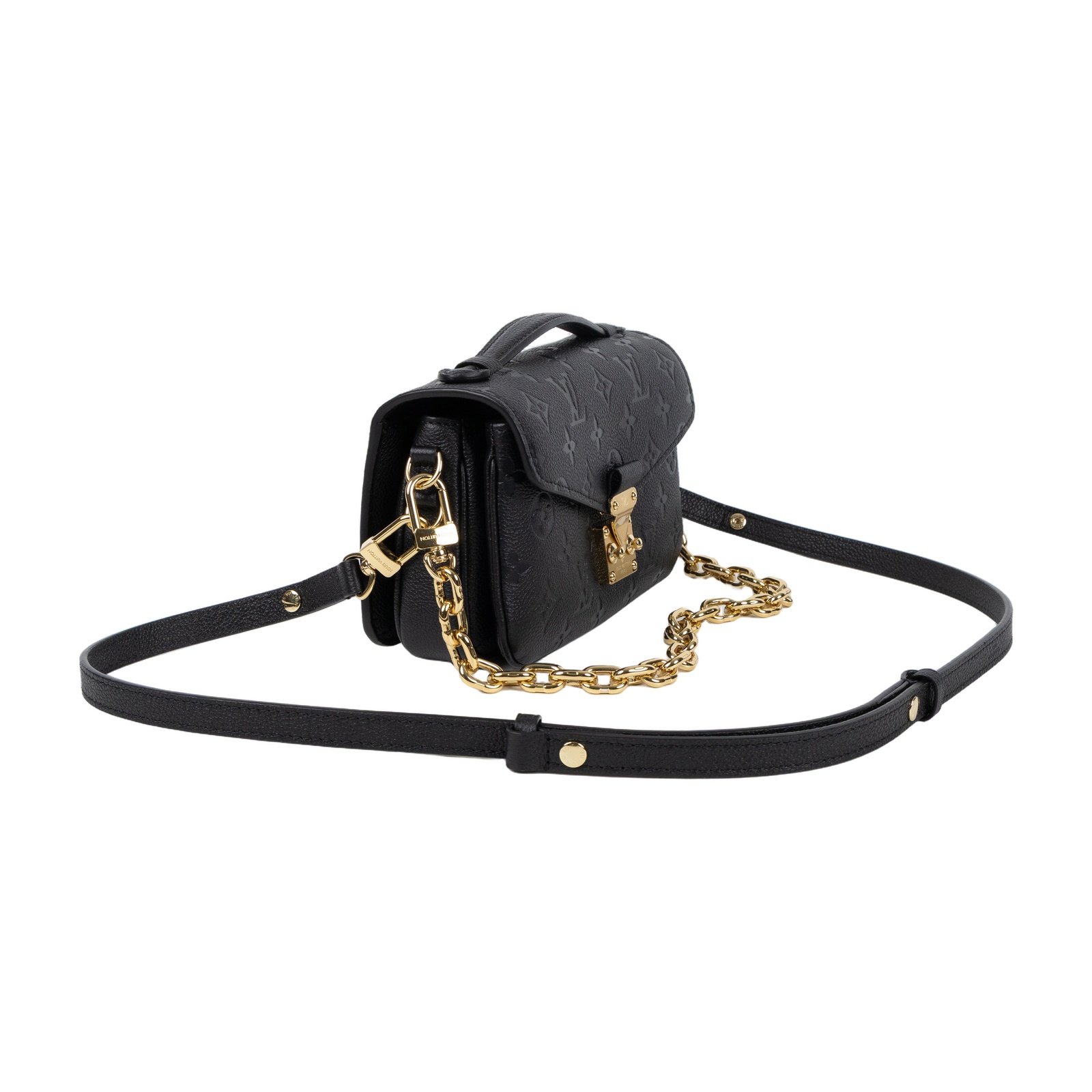 路易威登 LOUIS VUITTON Pochette Métis East West 鏈條 郵差包 腋下單肩包 黑色 M46595 晶片款  原廠盒子/防塵袋/背帶2