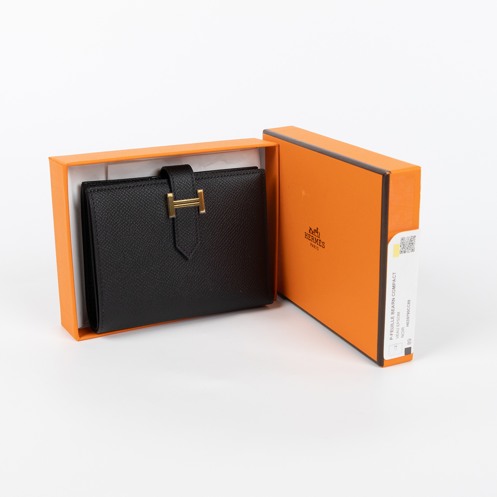 愛馬仕 Hermes Bearn 短夾 金色五金 黑色 H039790CC89 /B US 009 WT B刻黑BEARN COMPACT短夾 原廠盒子