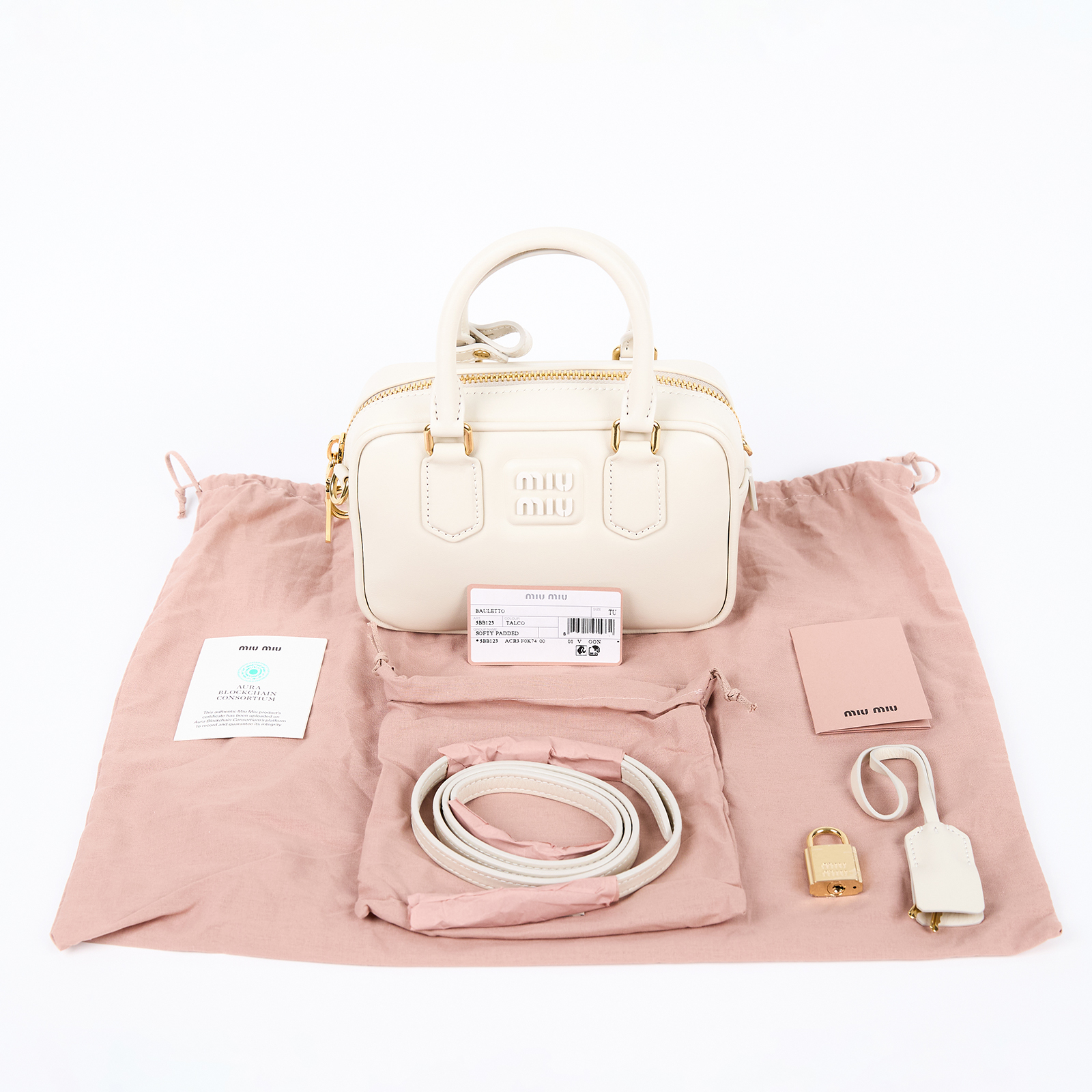 繆繆 MIU MIU Arcadie 皮革手袋 Arcadie leather bag 5BB123_ACR3 白ARCADIE皮革手袋 防塵袋/背帶/鎖組