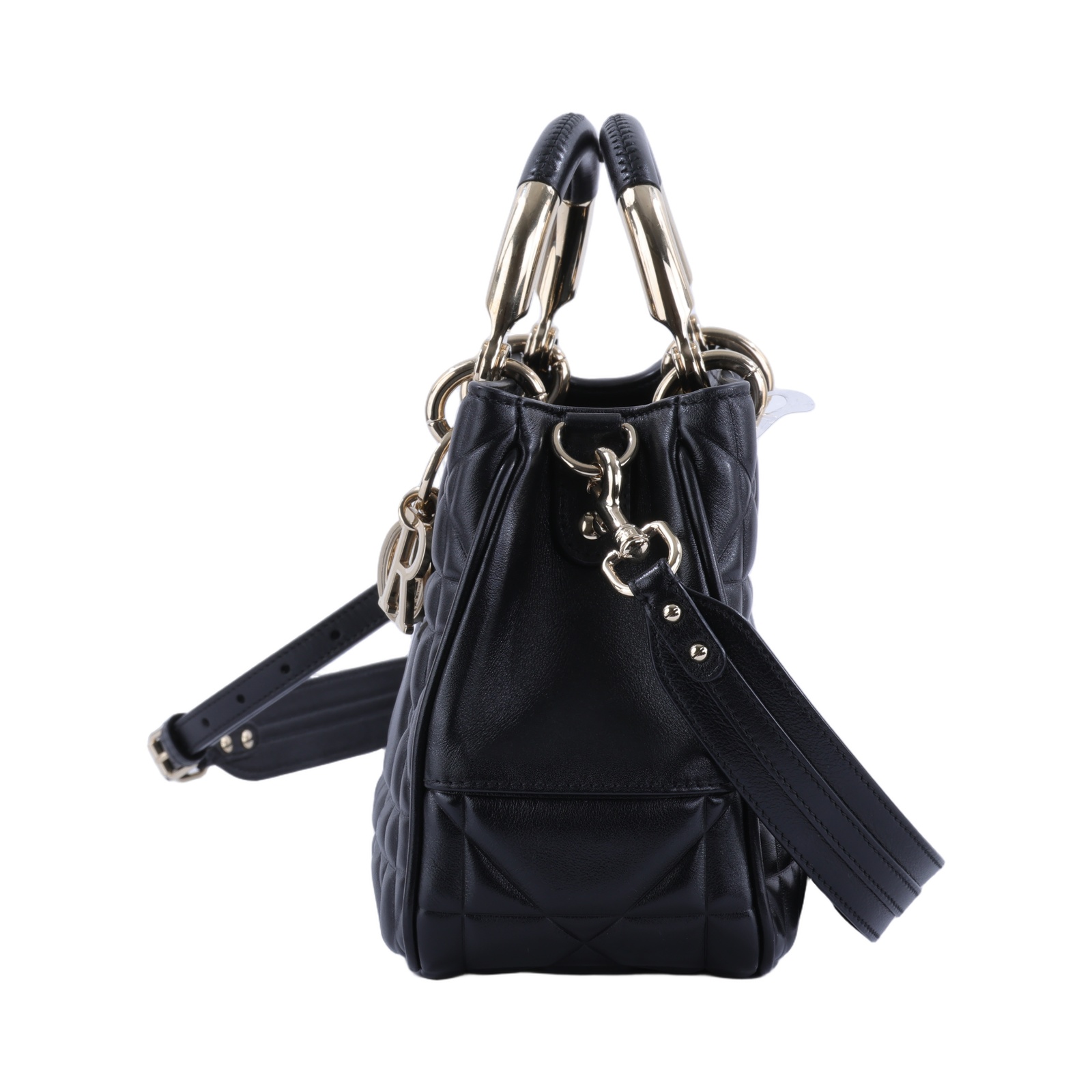 迪奧 CHRISTIAN DIOR Lady 95.22 手提包 肩背包 斜背包 M0697OVJX 黑金The Lady 95.22 包 背帶