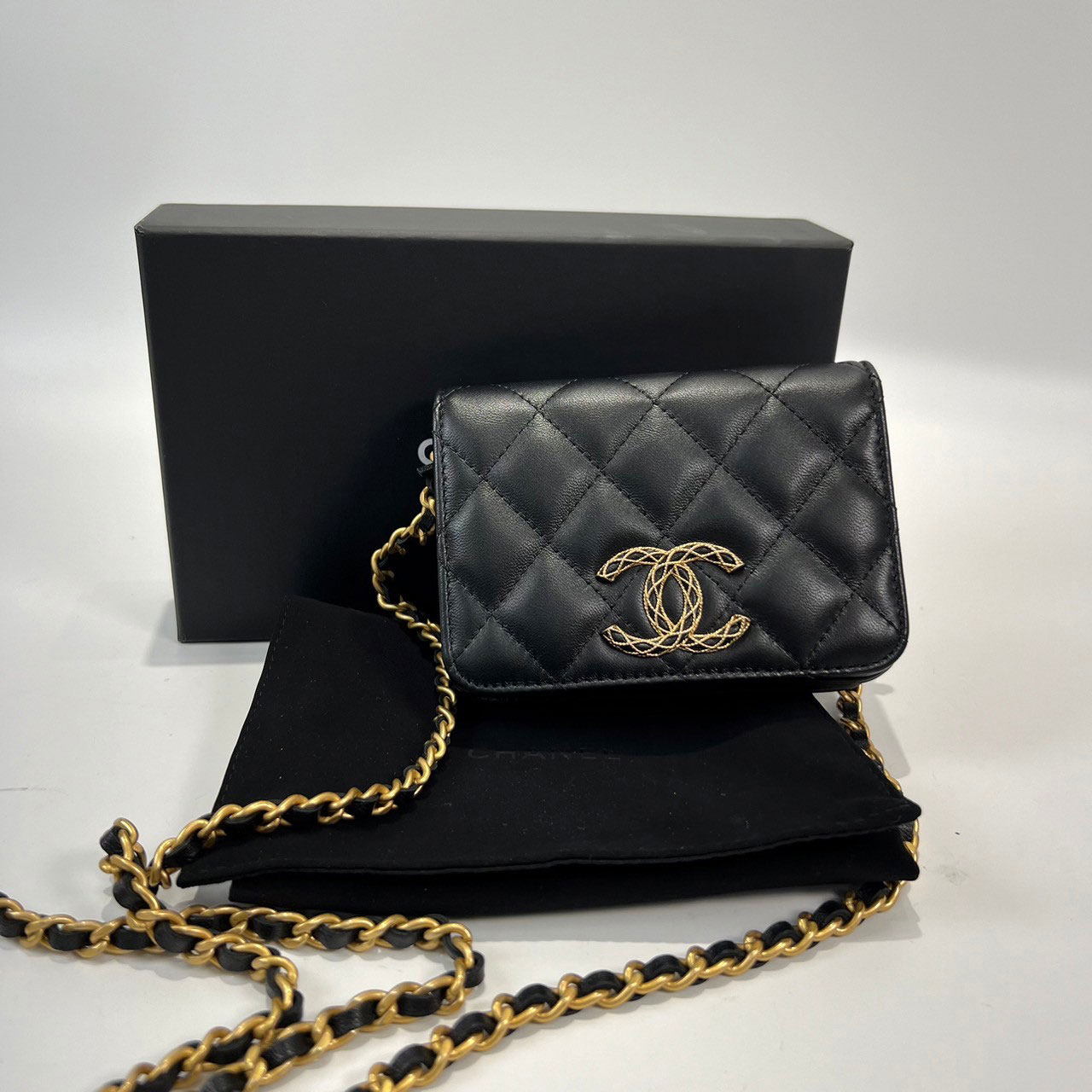 香奈兒 CHANEL CC logo 鍊條 小包 黑羊雙C鍊條小包 防塵袋/原廠盒子 - BRAND楓月官方購物網站
