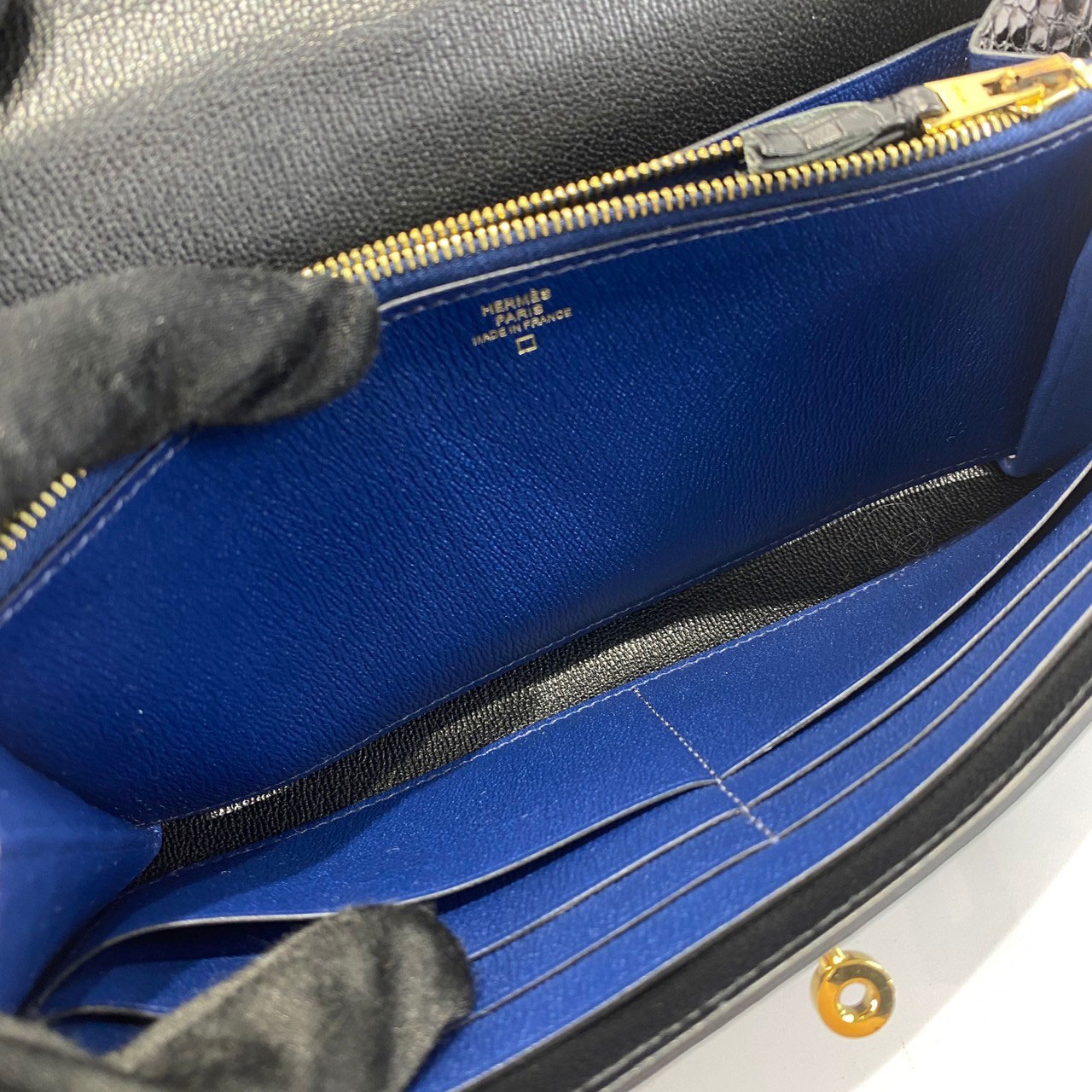 愛馬仕Hermes Kelly 長夾錢包KLLONG C刻黑色鱷魚皮KELLY長夾原廠盒子二手精品- BRAND楓月官方購物網站