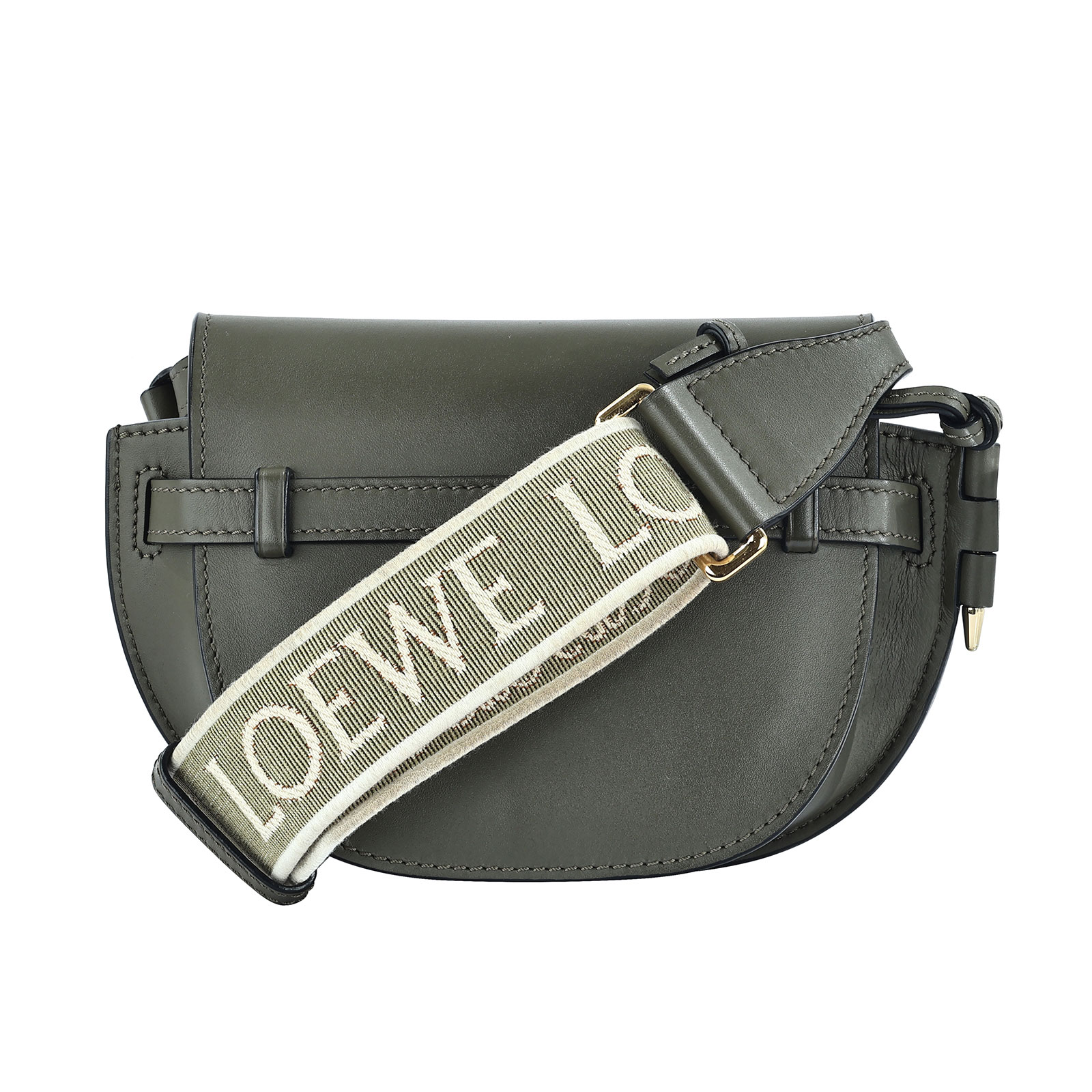 羅意威 LOEWE Mini Gate Dual bag 迷你 小牛皮 肩背包 A650N46X13 墨綠MINI GATE 帆布背帶 防塵袋