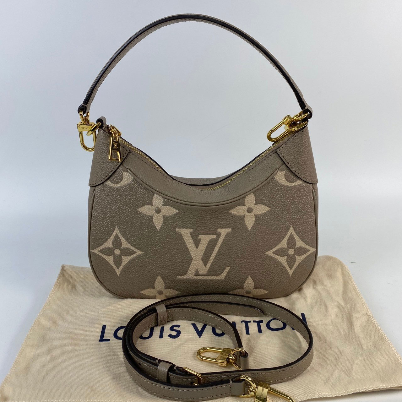 路易威登 LOUIS VUITTON Bagatelle 雙色 牛皮 肩背 斜背包 M46112 晶片款 斑鳩灰Bagatelle肩背包 防塵袋