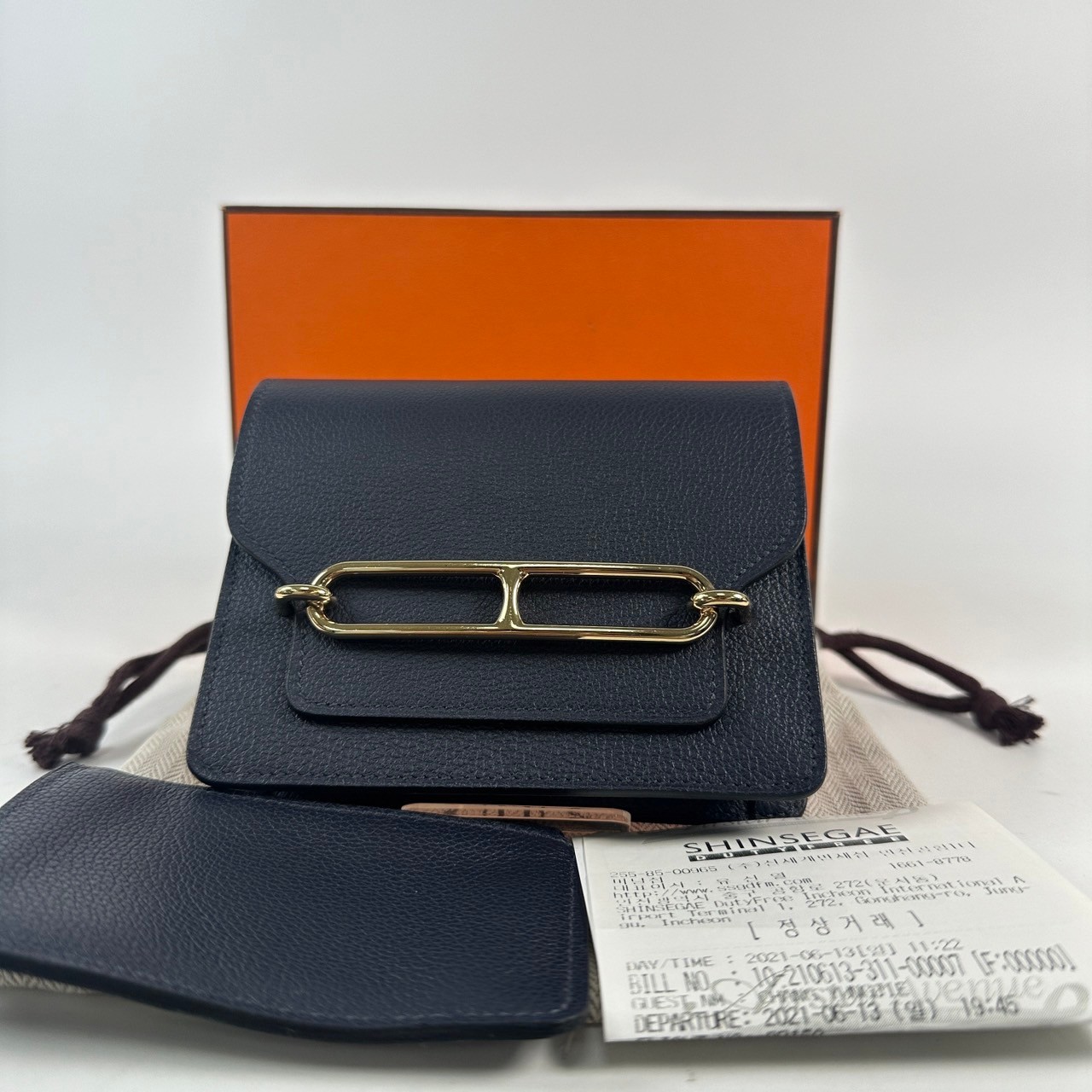 愛馬仕 Hermès Roulis Slim 豬鼻子 短夾 ROSLIM Z刻 午夜藍ROULIS SLIM 原廠盒子/防塵袋/購買證明