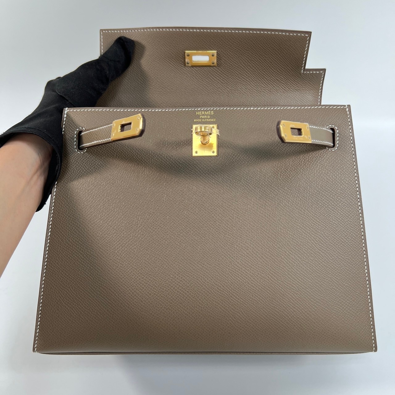 愛馬仕 Hermès Kelly Bag 凱莉包 25 KL25 Z刻/ZPI133PC 大象灰KELLY25 原廠盒子/防塵袋/購買證明/鎖組/雨衣