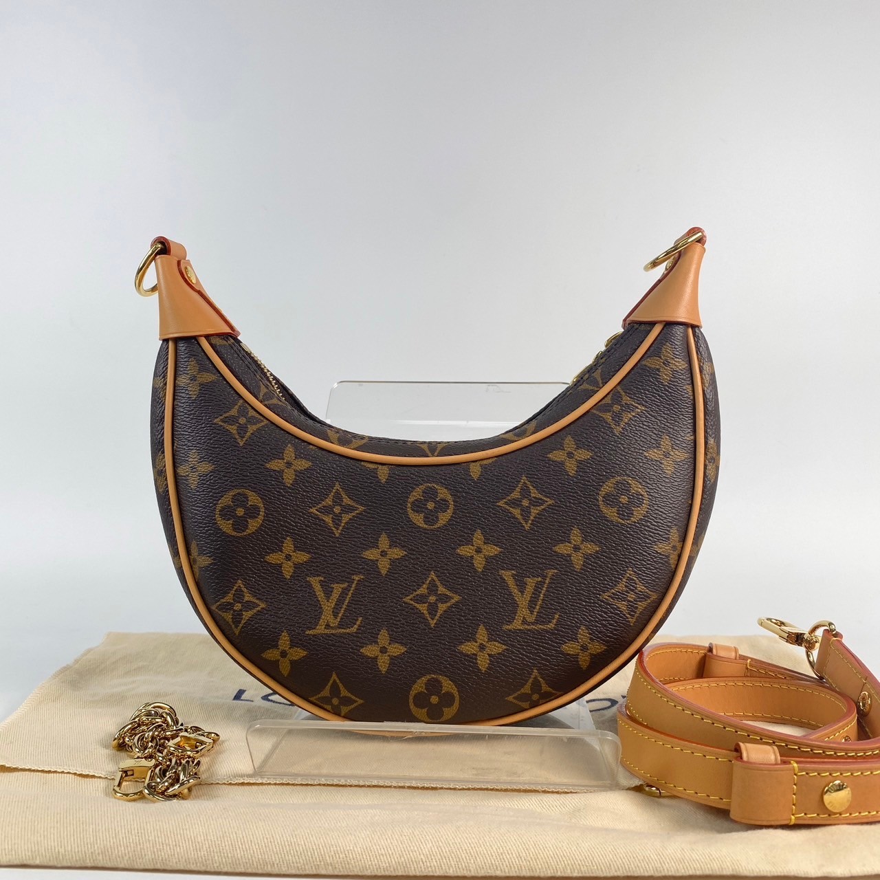 路易威登 LOUIS VUITTON Loop 半月 法棍包 豌豆包 老花 腋下單肩包 M81098 原花LOOP PM 防塵袋