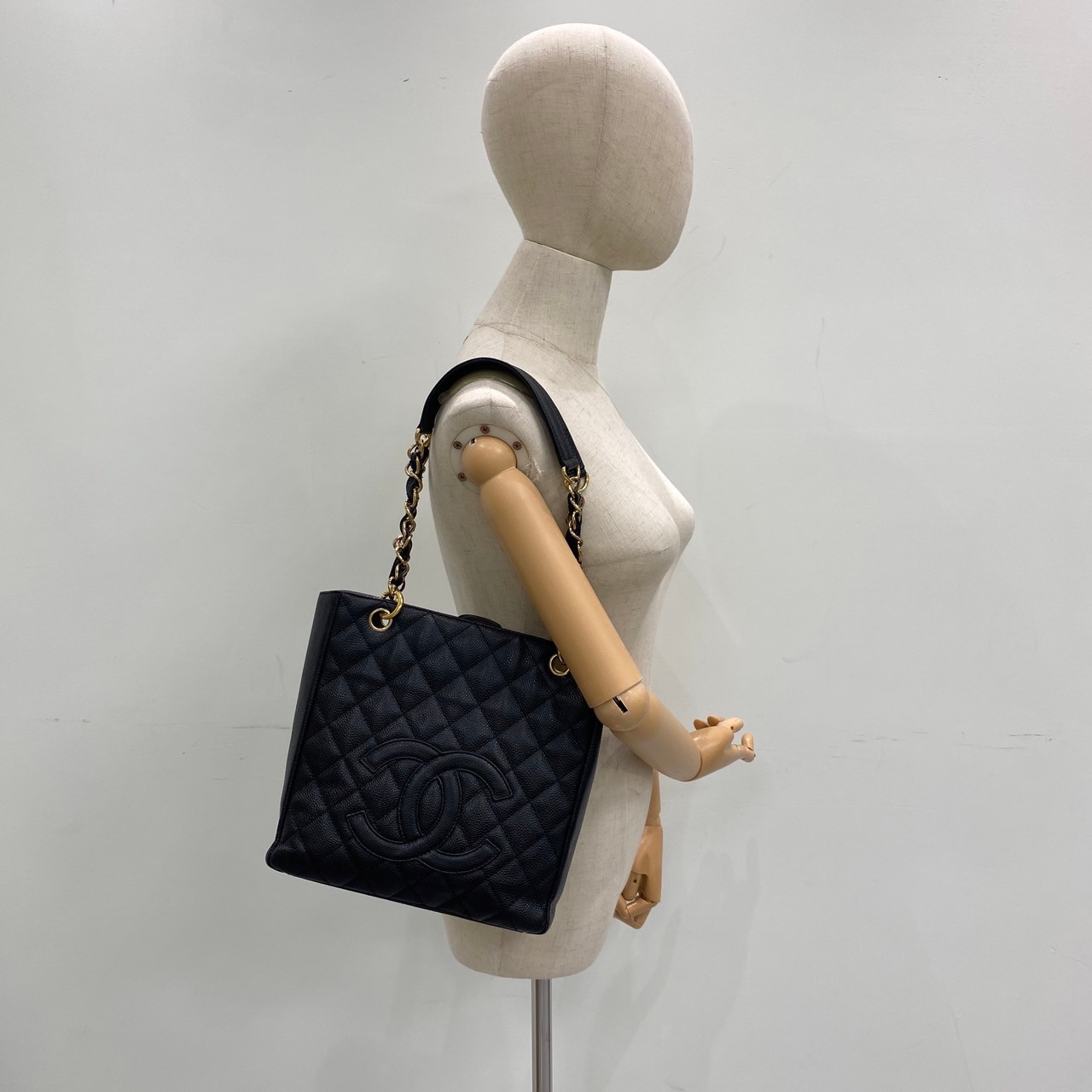 香奈兒 CHANEL PST Petite Shopping Tote CC Logo 菱格 荔枝紋 肩背 托特包 A20994 8開 黑荔枝PST托特包 原廠盒子/防塵袋/保證卡