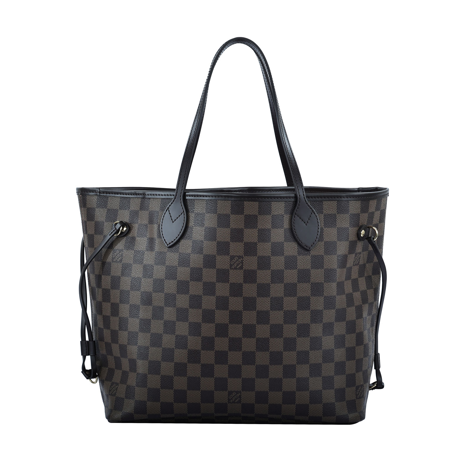 路易威登 LOUIS VUITTON Neverfull MM  棕棋盤格 肩背 購物袋 櫻桃紅內襯 N40599 晶片款  防塵袋/內袋