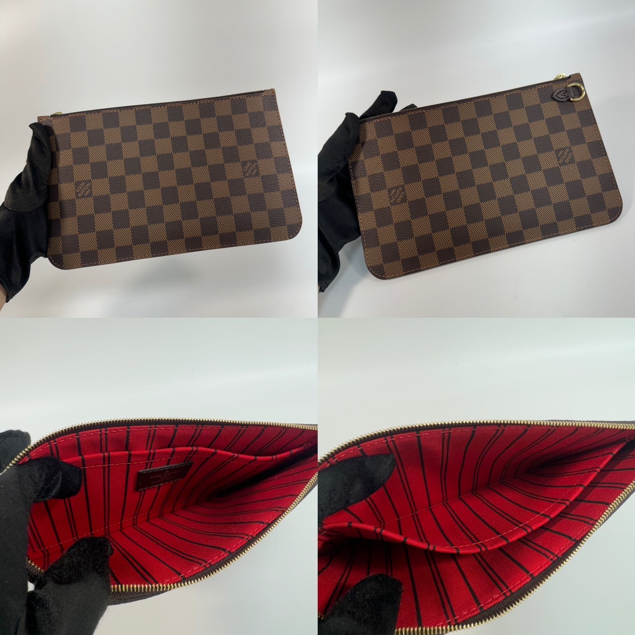 路易威登 LOUIS VUITTON Neverfull MM  棕棋盤格 肩背 購物袋 櫻桃紅內襯 N40599 晶片款  防塵袋/內袋