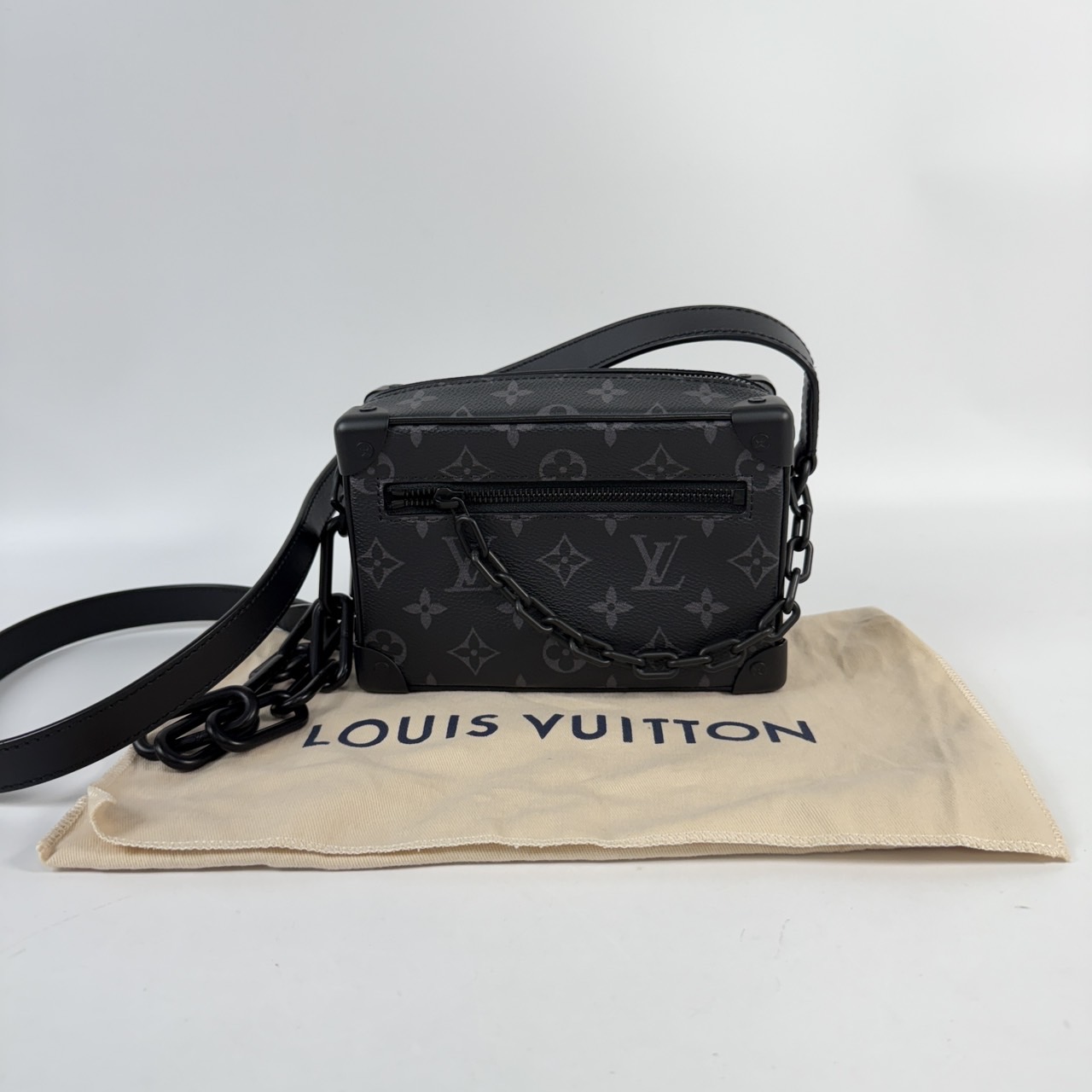 路易威登 LOUIS VUITTON Mini Soft Trunk 迷你 隨身包 黑色 M44735 晶片款 黑Mini Soft Trunk 防塵袋