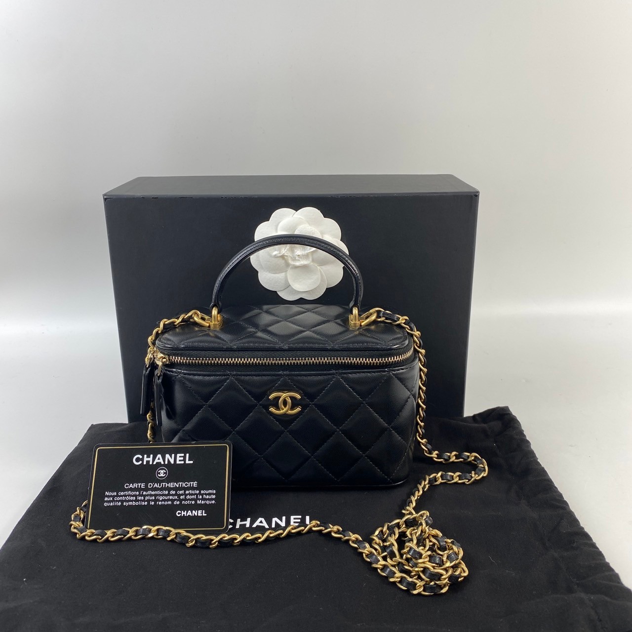 香奈兒 CHANEL Vanity Case 化妝箱  30開黑金羊COCO VANITY 原廠盒子/防塵袋/保證卡