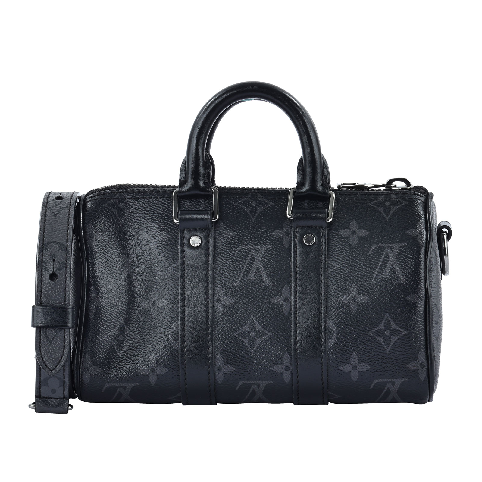 路易威登 LOUIS VUITTON KEEPALL XS 老花 小款 圓筒 側背包   M45947 晶片款 黑原花KEEPALL XS 防塵袋