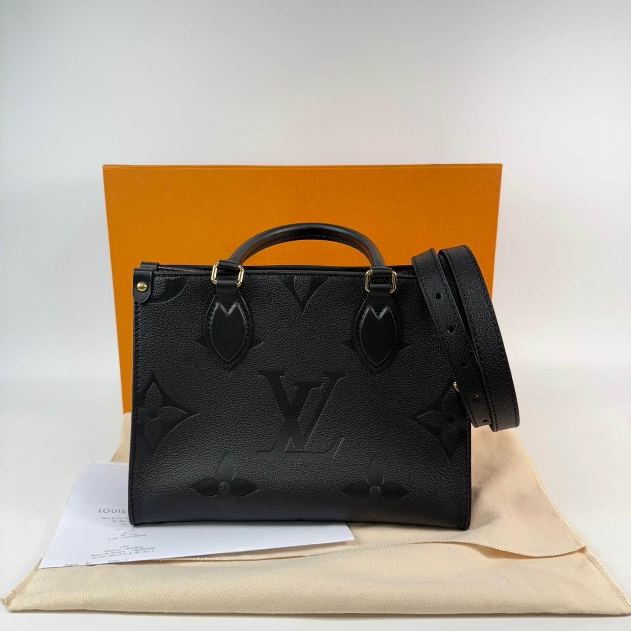 路易威登 LOUIS VUITTON OnTheGo PM 手提 肩背包 黑色 M45653 晶片款  原廠盒子/防塵袋/購買證明/背帶