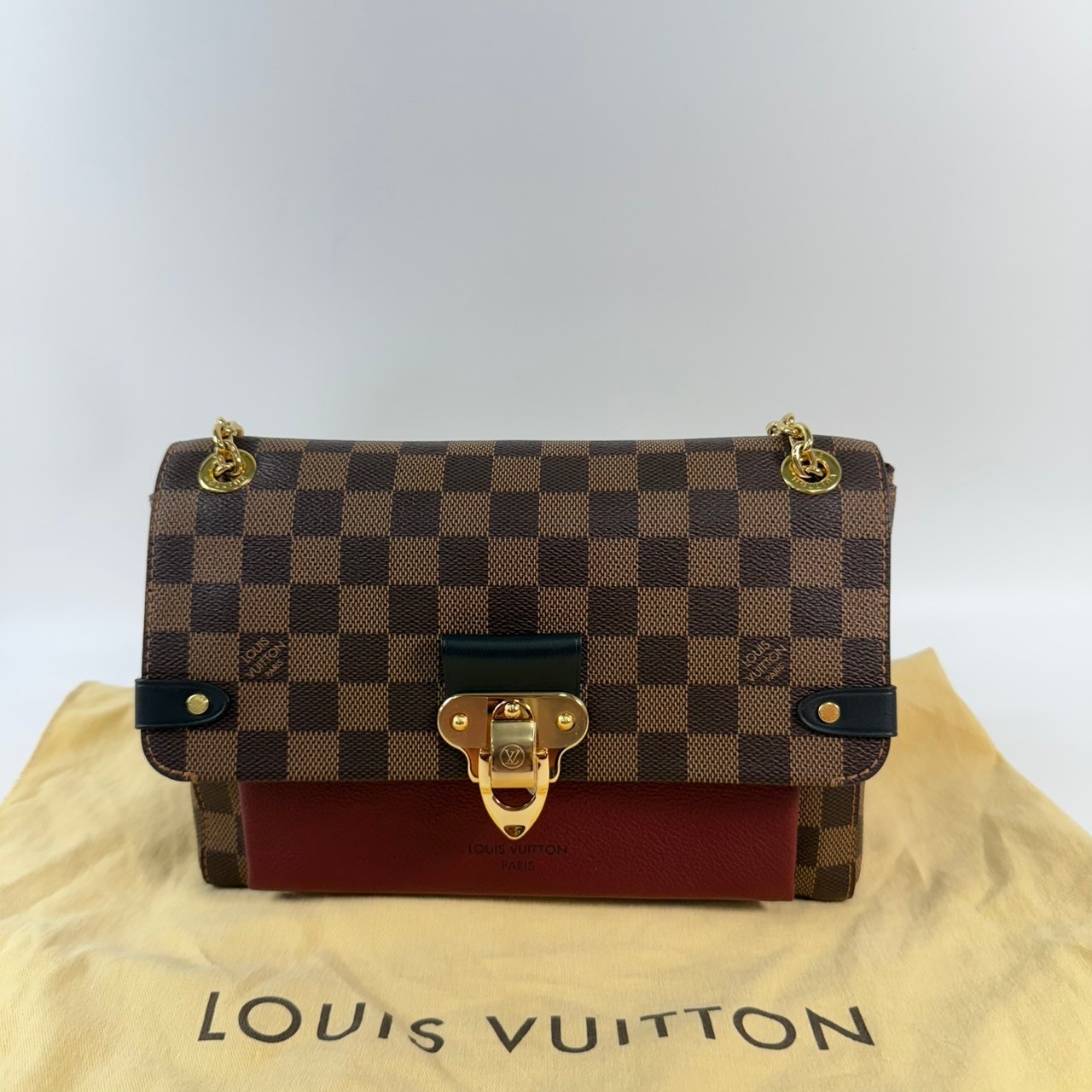 路易威登 LOUIS VUITTON Vavin 棋盤格 小號 鏈條 側背包 N40109 晶片款 棋盤格酒紅色VAVIN PM 防塵袋