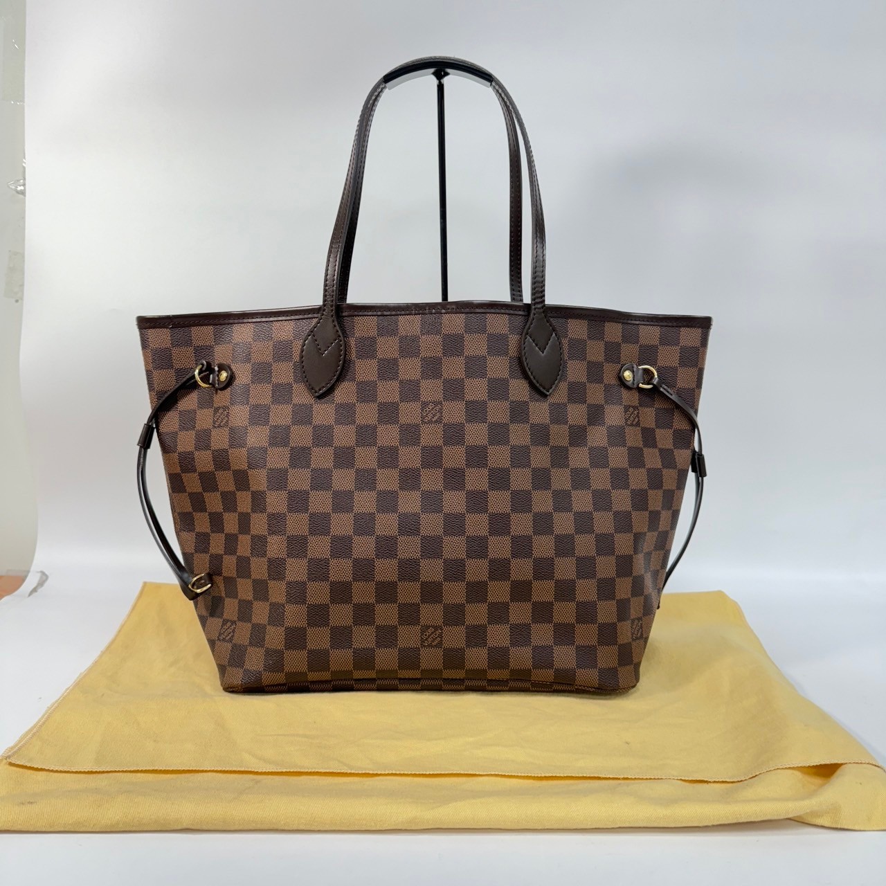 路易威登 LOUIS VUITTON 棕棋盤 MM 托特包 N51105 咖棋盤格NEVERFULL MM 防塵袋