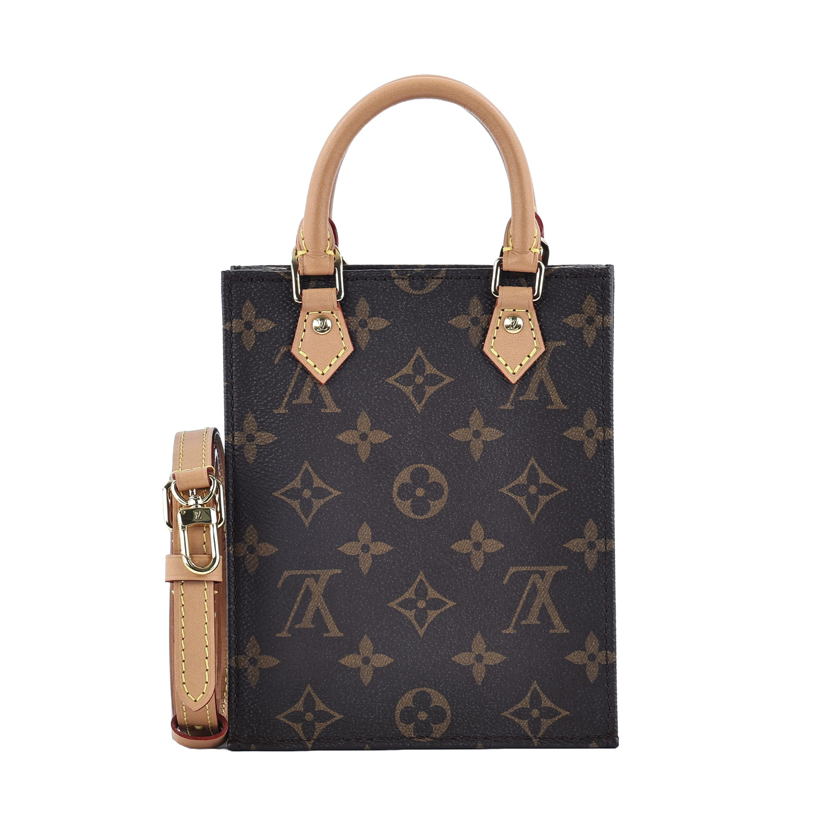 路易威登 LOUIS VUITTON Petit Sac Plat 斜背琴譜包 M81295 晶片款 原花Petit Sac Plat 原廠盒子/防塵袋