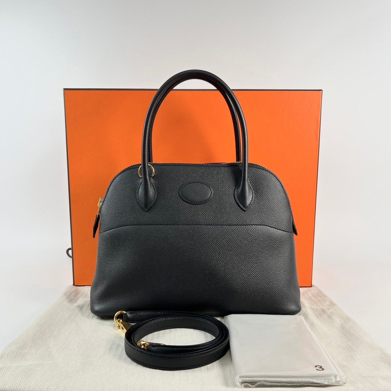 愛馬仕 Hermès Bolide Bag 柏莉包 27 BL27 Y刻 黑色BOLIDE 27 原廠盒子/防塵袋/雨衣