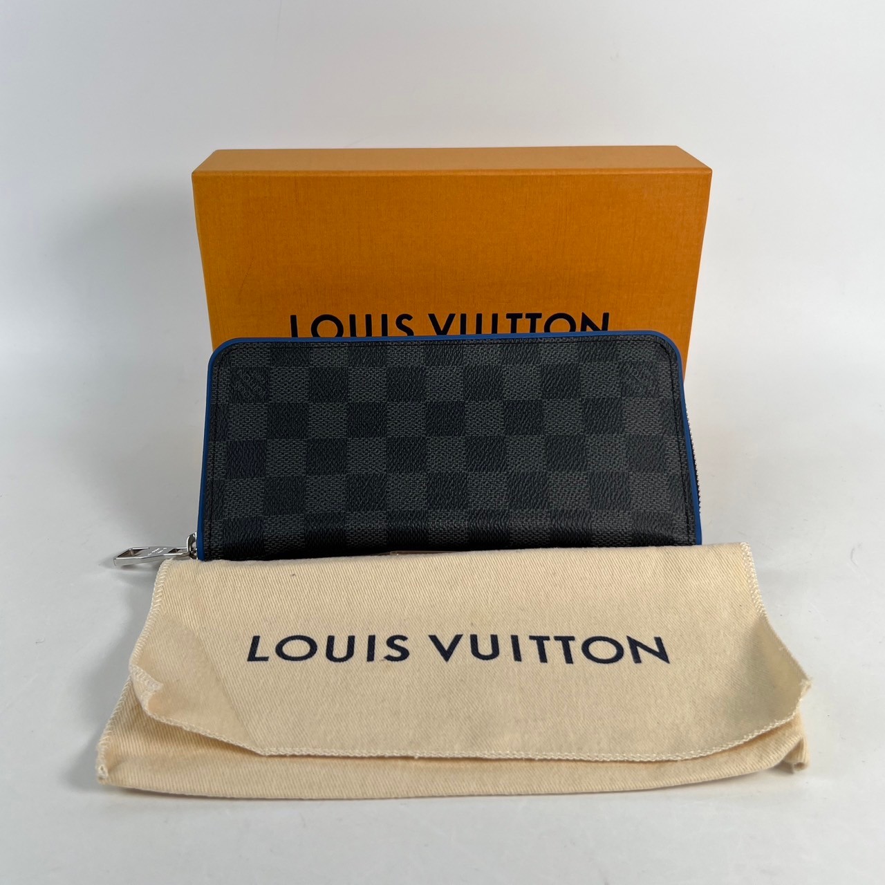 路易威登 LOUIS VUITTON 錢包 拉鍊 長夾 棋盤格 N64436 黑藍棋盤格拉鏈長夾 原廠盒子/防塵袋