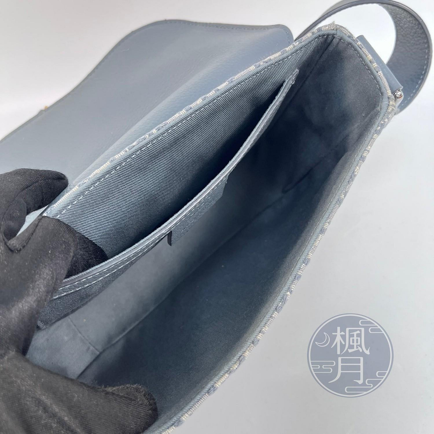 迪奧 CHRISTIAN DIOR Saddle 小型 翻蓋 郵差包 1ADPO049YKS 灰SADDLE馬鞍側背包 原廠盒子/防塵袋/購買證明/保證卡