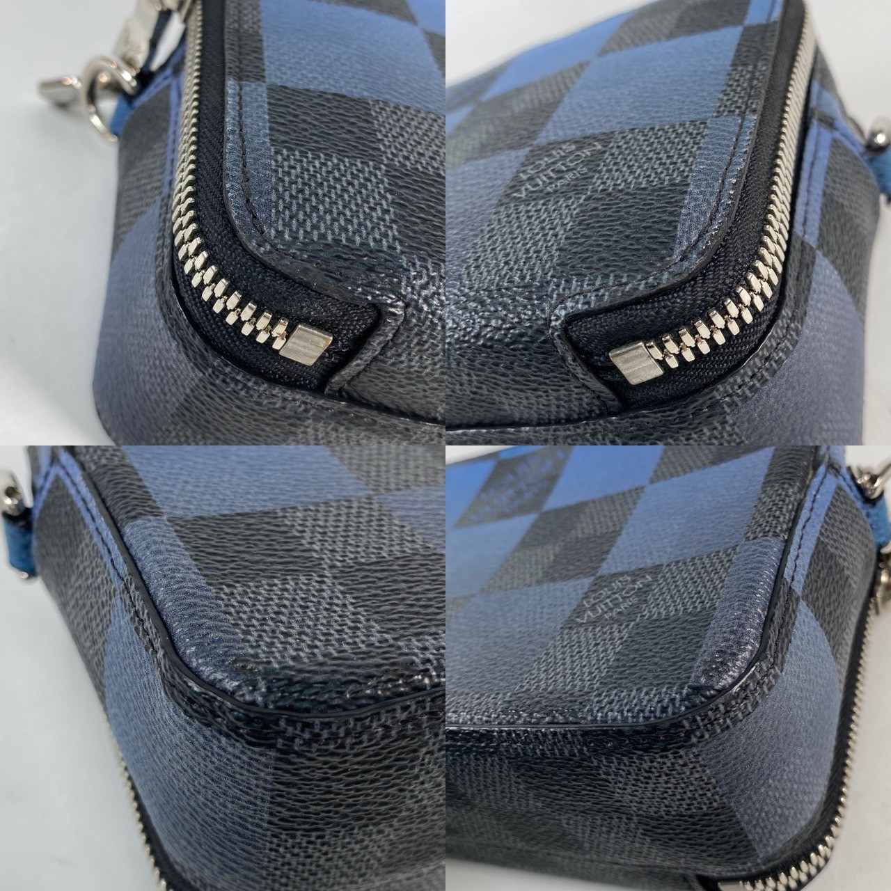 路易威登 LOUIS VUITTON Alpha 隨身錢包 小牛皮 黑色 N60414 晶片款 藍棋盤格ALPHA肩背包 防塵袋/原廠盒子