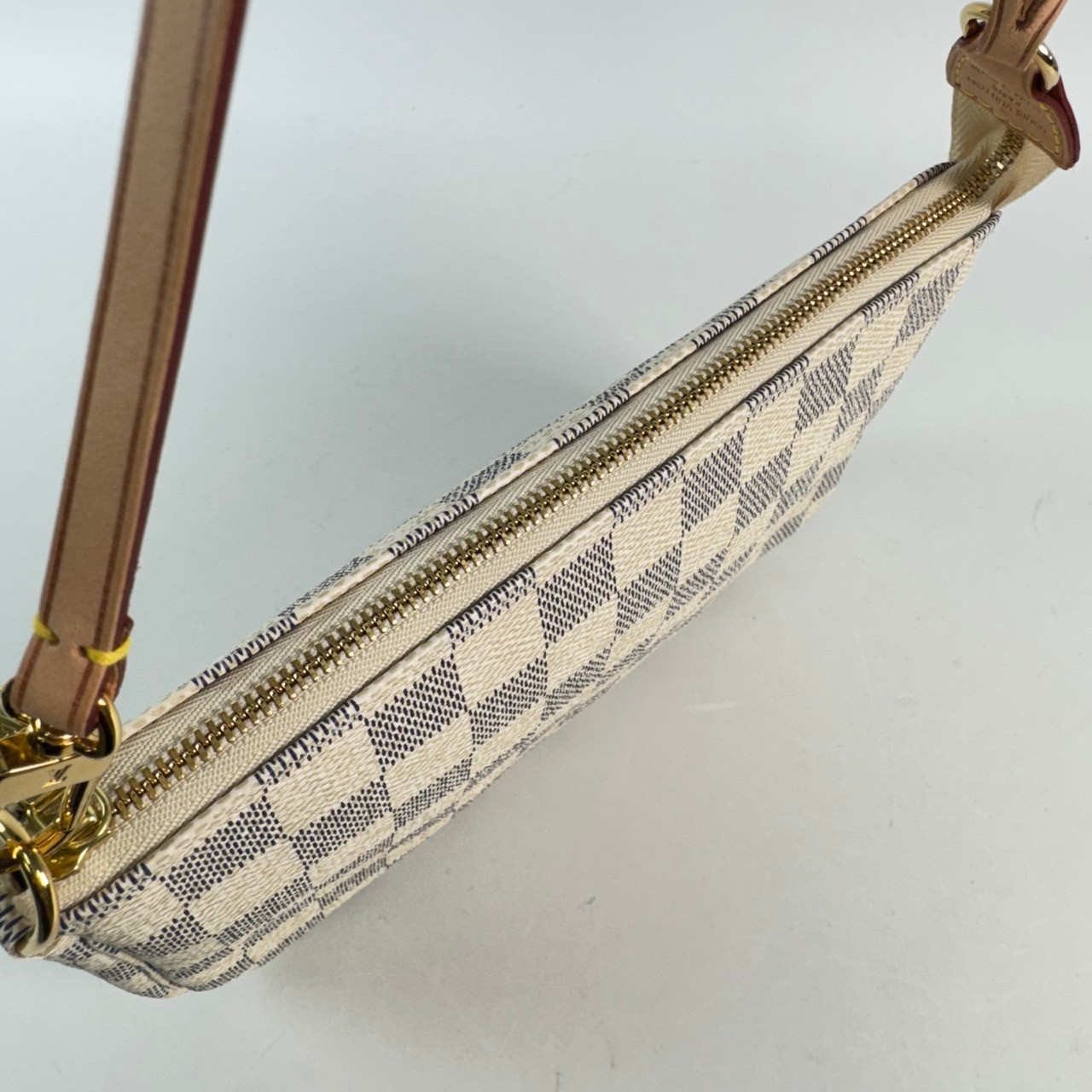 路易威登 LOUIS VUITTON Pochette Accessoires 單肩 手提包 N51986 白棋盤手提包 原廠盒子/防塵袋