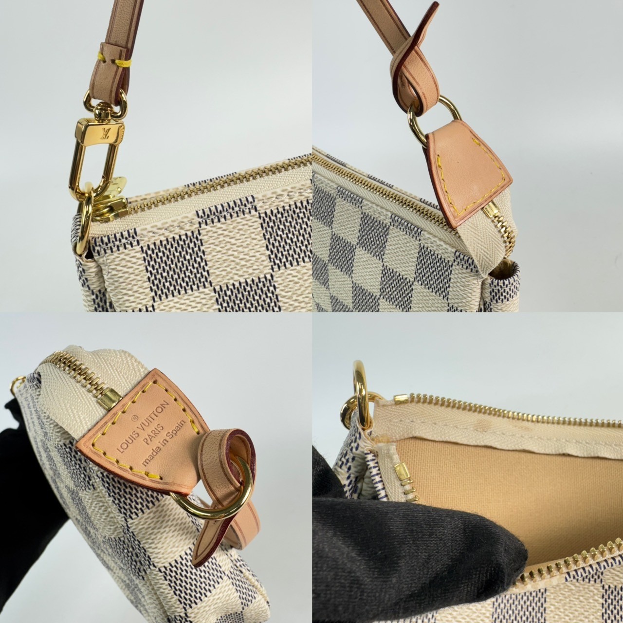 路易威登 LOUIS VUITTON Pochette Accessoires 單肩 手提包 N51986 白棋盤手提包 原廠盒子/防塵袋