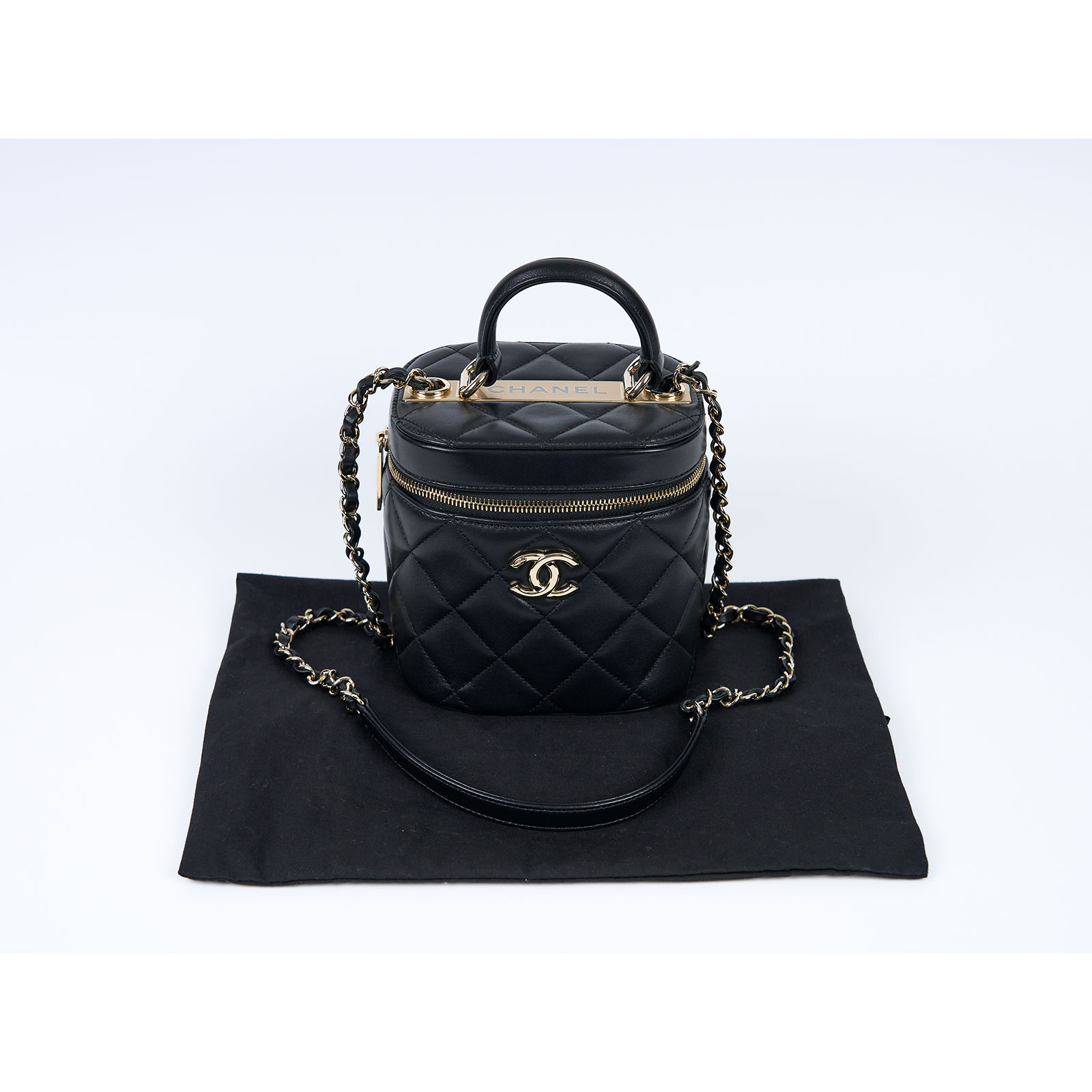 香奈兒 CHANEL Vanity Case Handle 斜背 手提 化妝箱  29開 黑羊TRENDY CC VANITY 防塵袋/保證卡