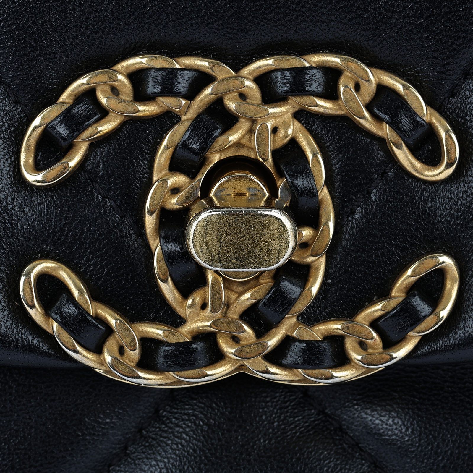 香奈兒 CHANEL 19 口蓋包 菱格紋 金銀鍊帶 手提 肩背包 AS1160 黑19包 26CM 原廠盒子/防塵袋