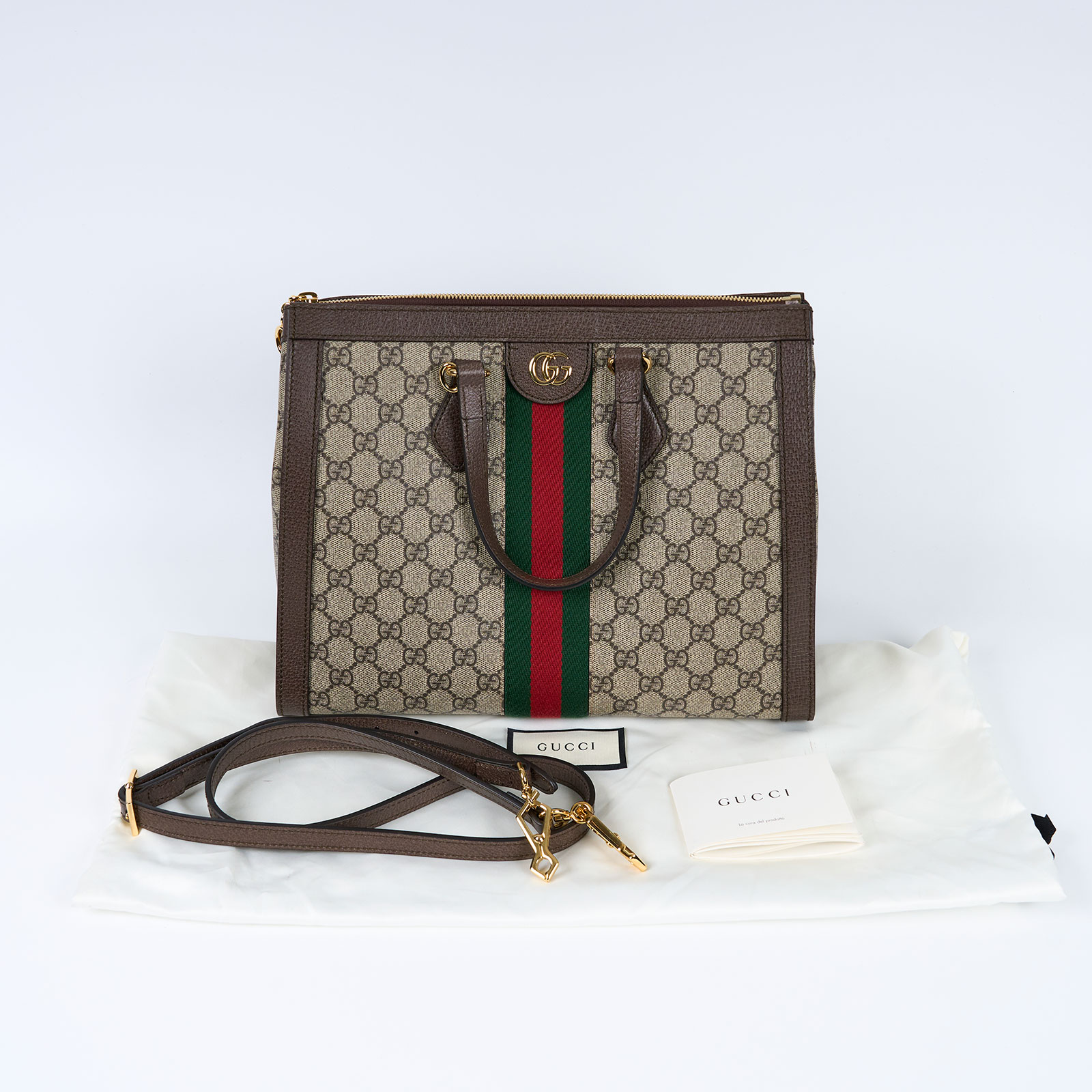 古馳 GUCCI Ophidia GG 中號 肩背 手提包 524537 棕Ophidia GG塗層帆布2WAY 防塵袋