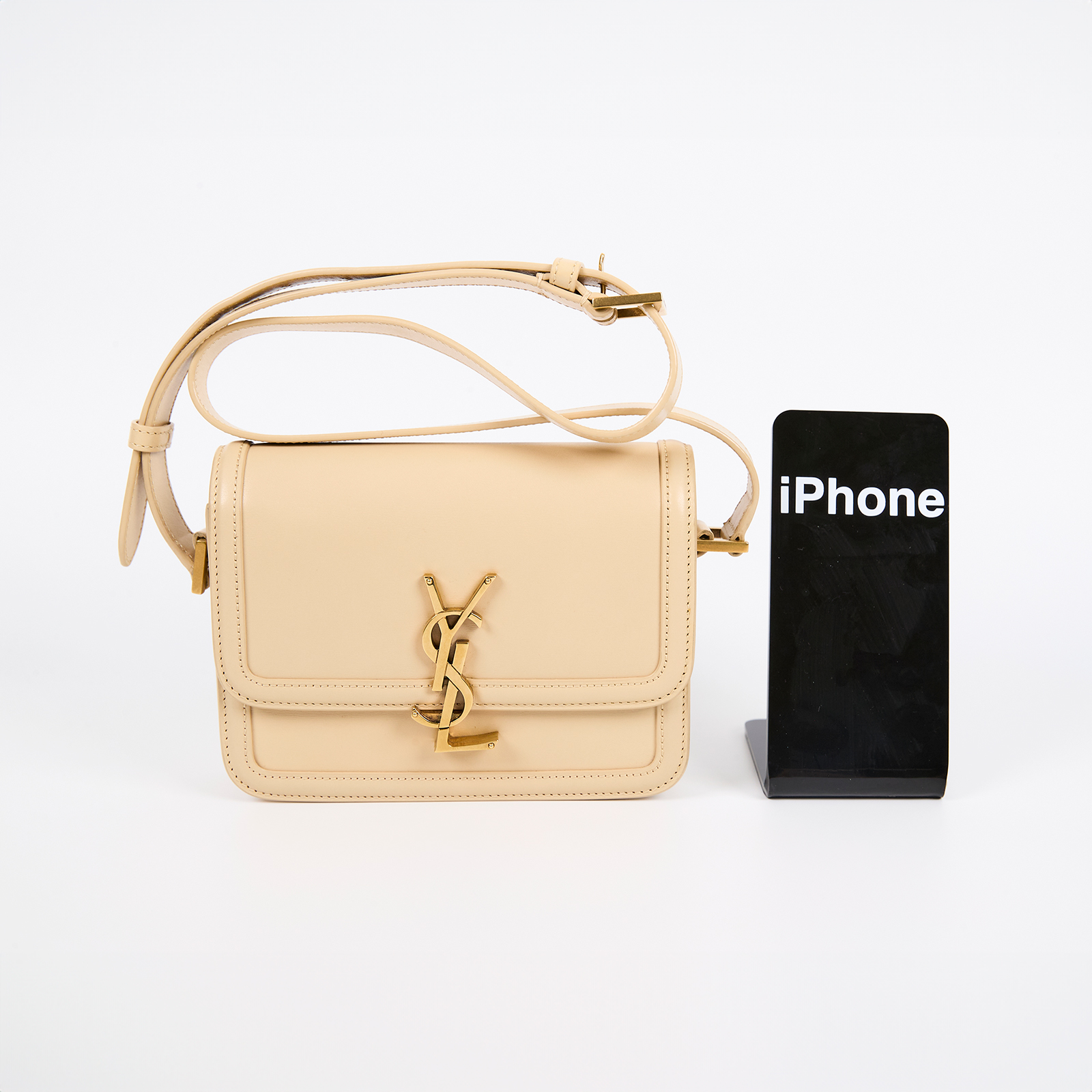 聖羅蘭 YSL SAINT LAURENT solferino box 皮革 小型 書包 6343060SX0W 杏色金釦SOLFERINO 防塵袋