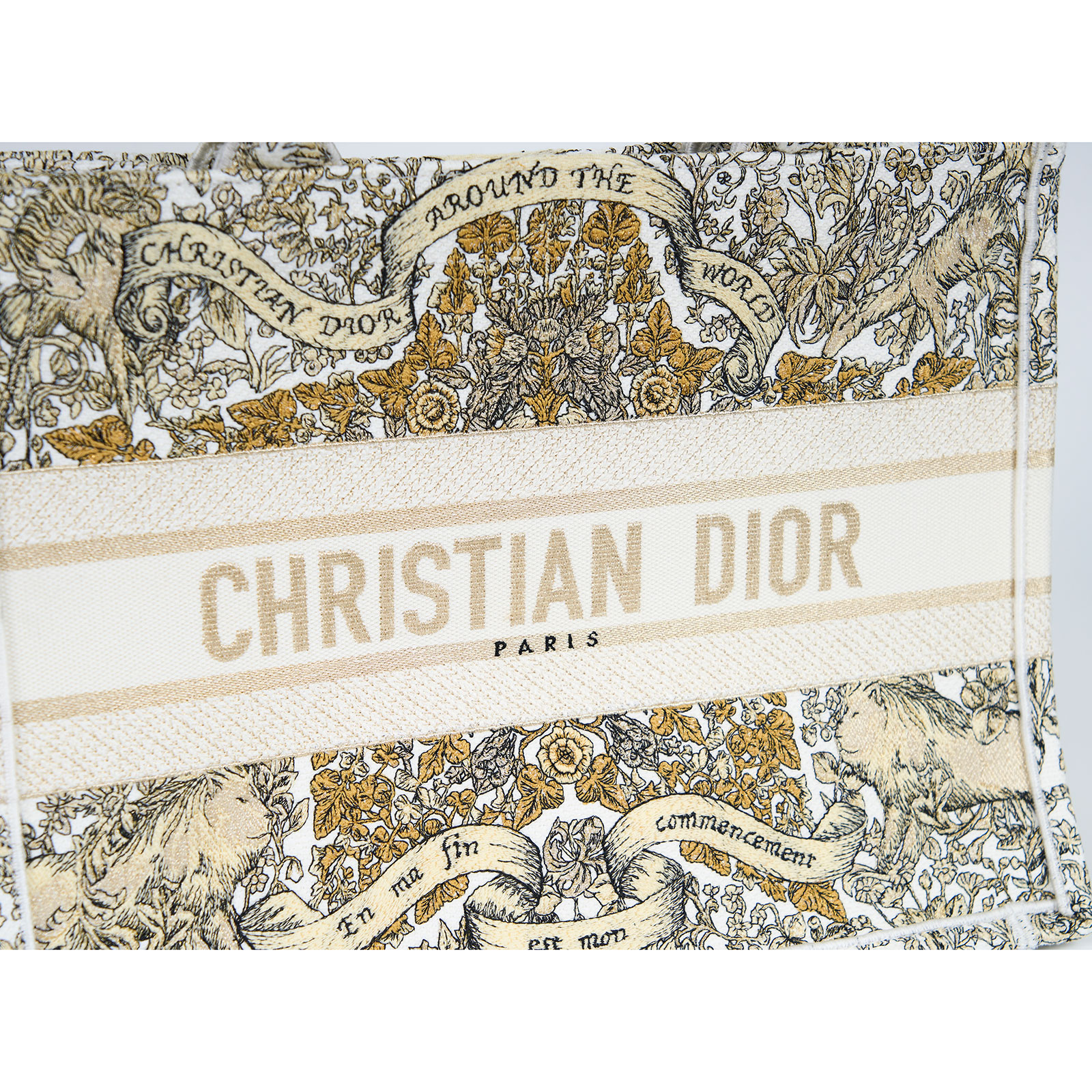 迪奧 CHRISTIAN DIOR Book Tote 中型 托特包  　白花卉BOOKTOTE 中型 無附屬品