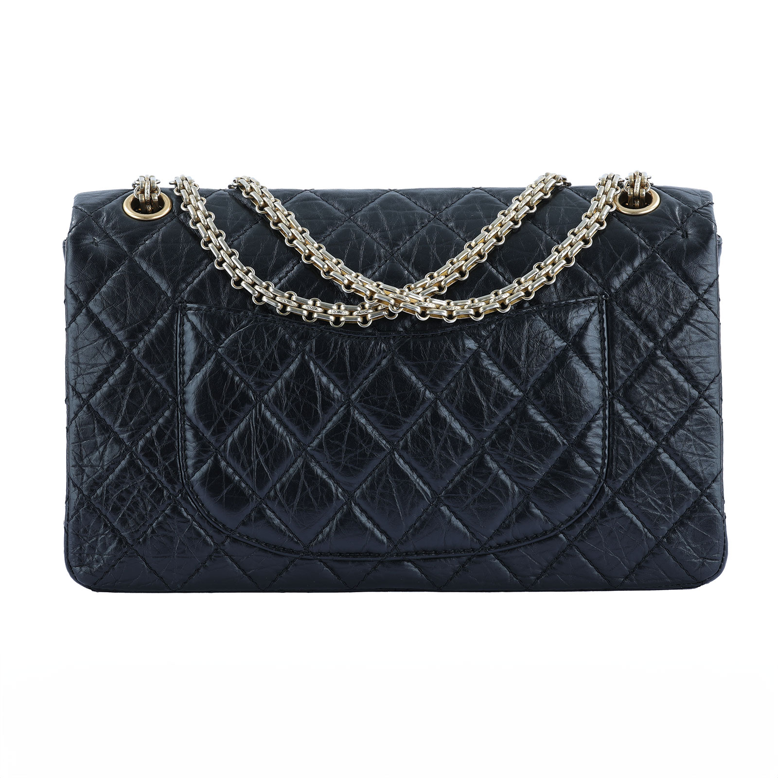 香奈兒 CHANEL 2.55 大型口蓋包 A37587 12開黑金仿舊牛2.55 28CM 原廠盒子