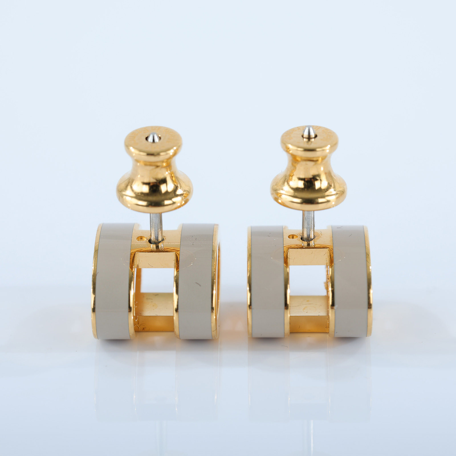 愛馬仕 Hermès Mini Pop H 耳釘 POPHE ST1128 栗子灰 H耳環 原廠盒子