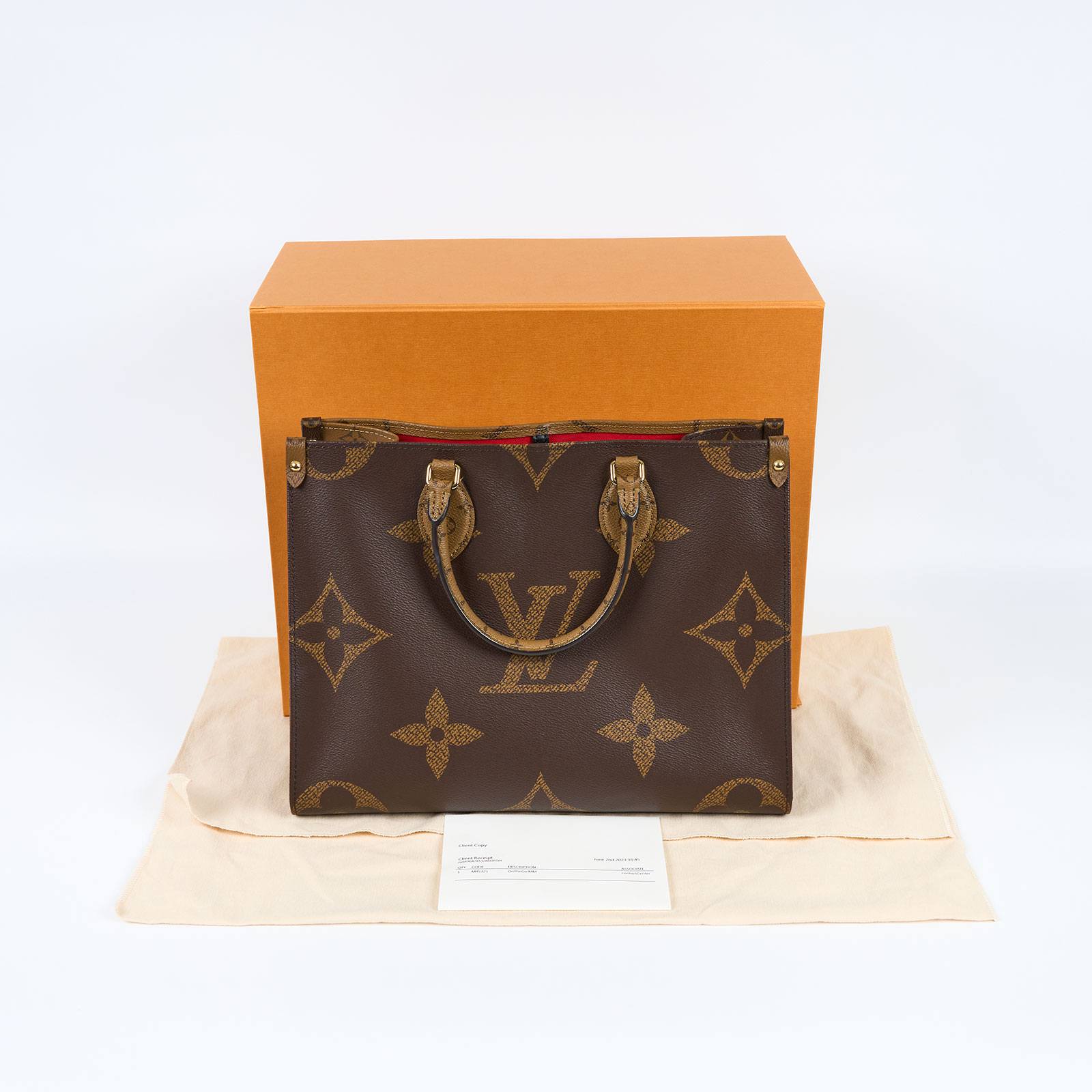 路易威登 LOUIS VUITTON OnTheGo MM 經典帆布 手提 肩背包 M45321 晶片款  原廠盒子/防塵袋/購買證明影本