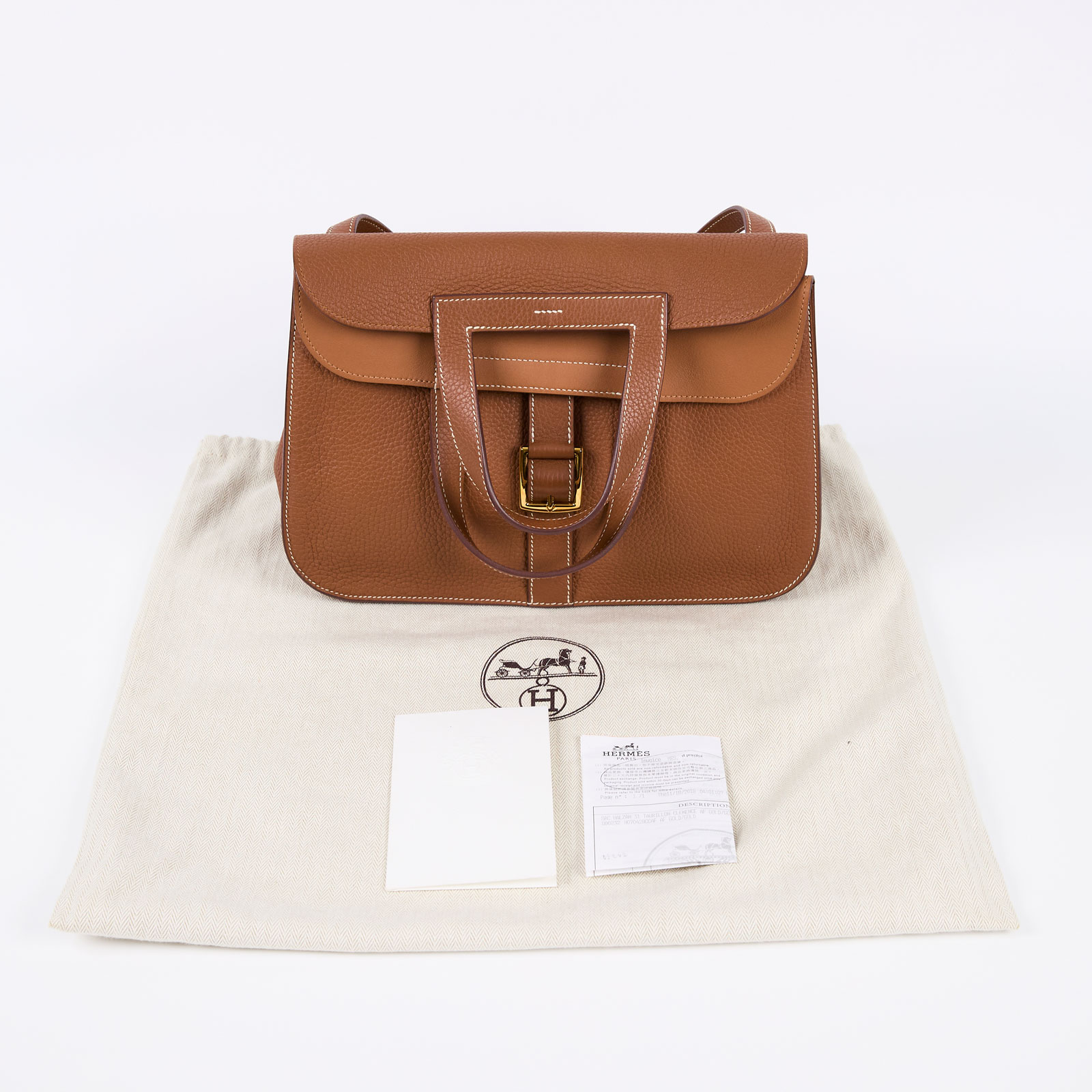 愛馬仕 Hermès Halzan 31 手拿 手提 肩背 斜背包 HZ31 C刻 棕HALZAN31 防塵袋/購買證明